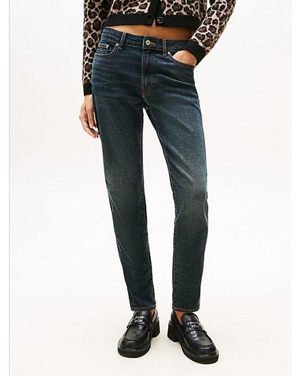 Tommy Hilfiger Black Mid Rise Slim Faded Jeans