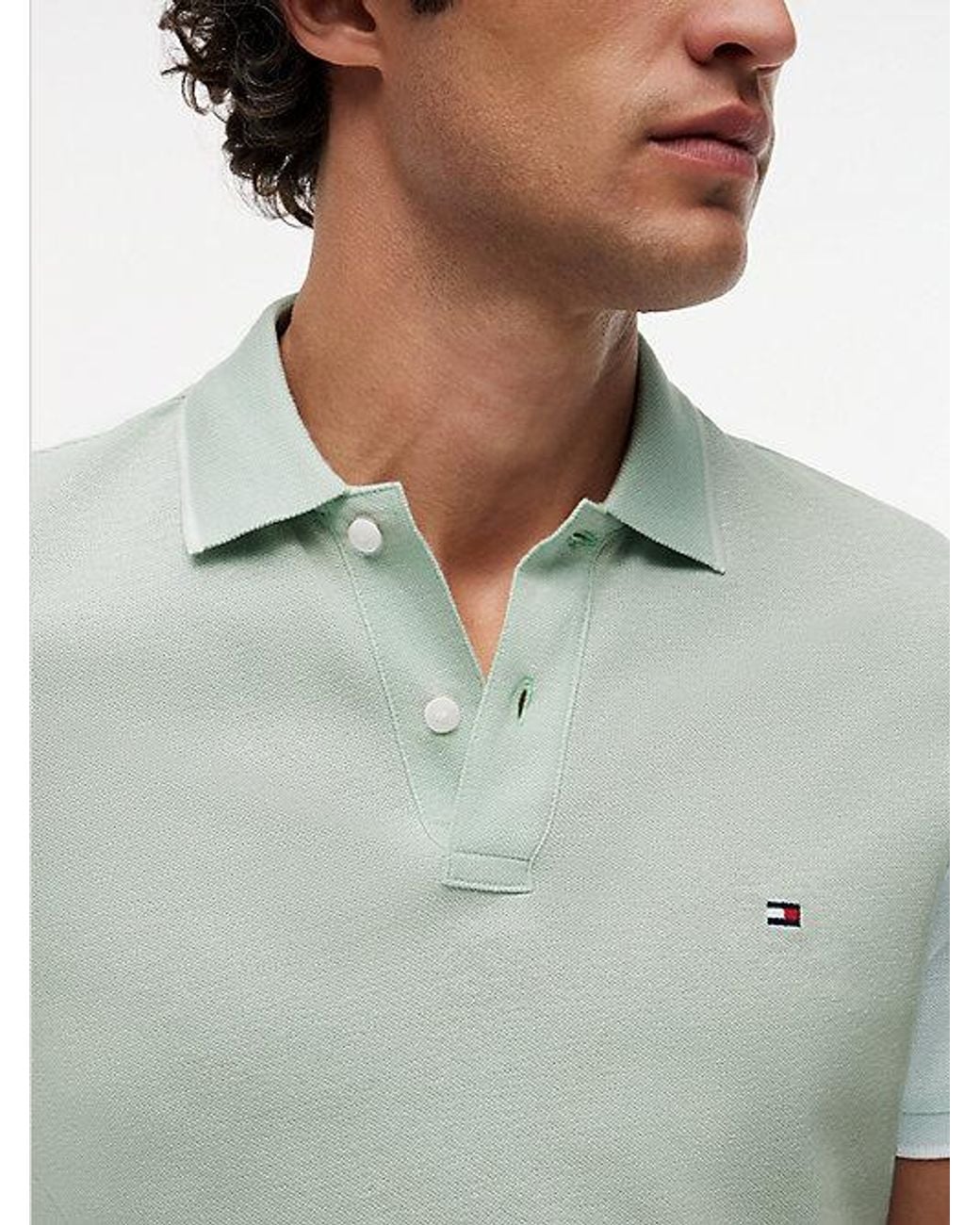 Tommy Hilfiger White Regular Fit Pique Polo Shirt With Linen for men