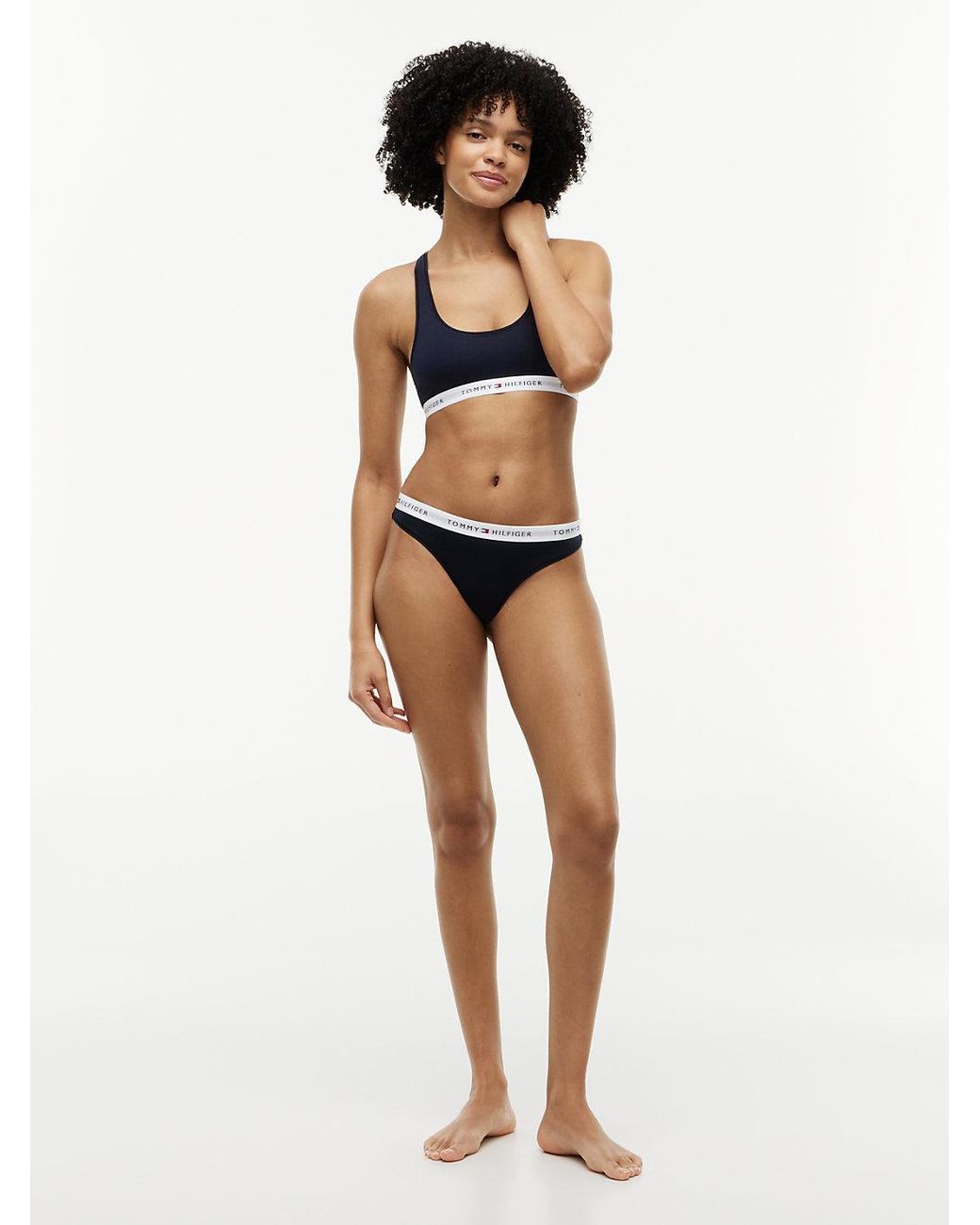 Tommy Hilfiger Blue Repeat Logo Waistband Thong