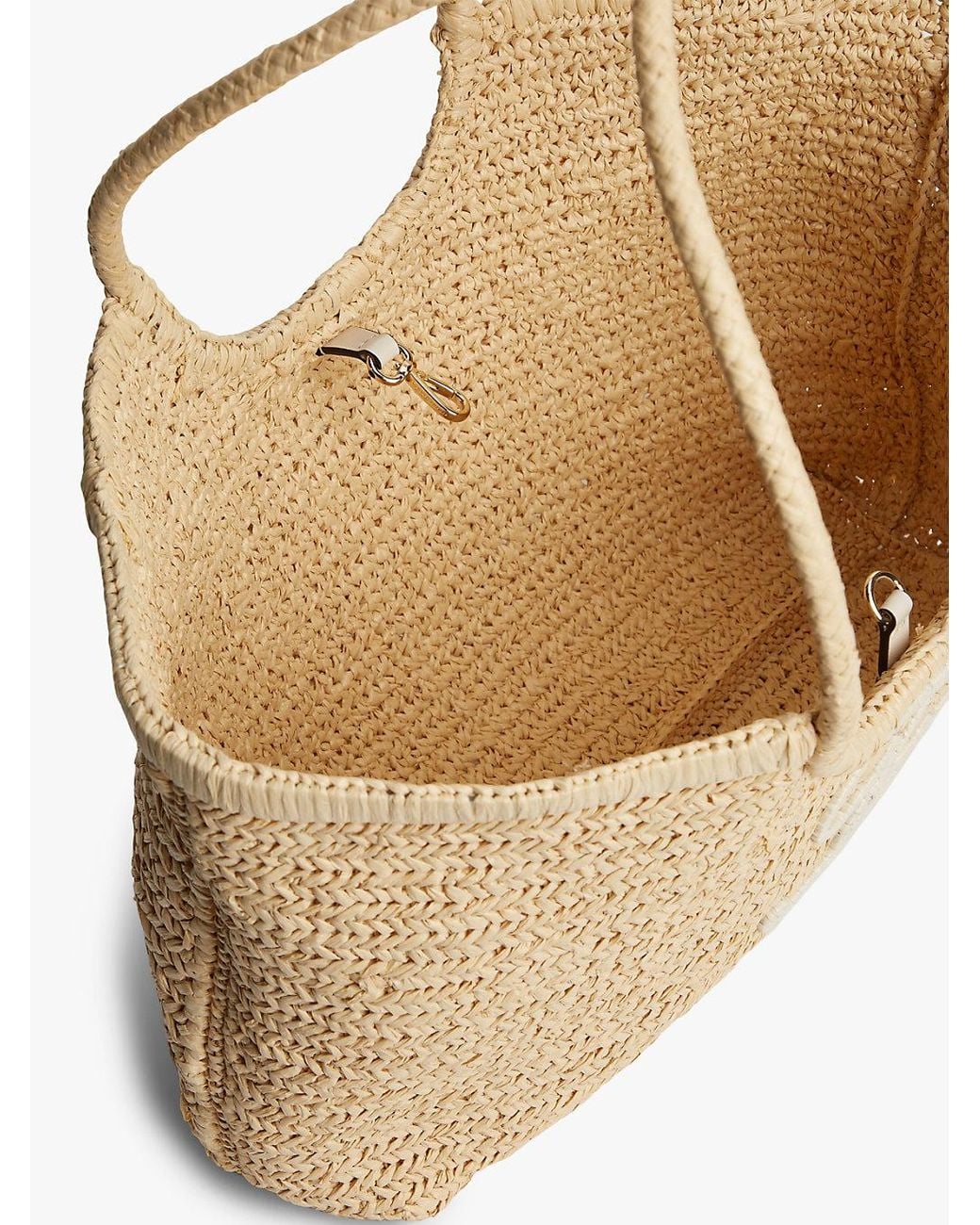 Tommy Hilfiger Natural Raffia Textured Logo Tote Bag