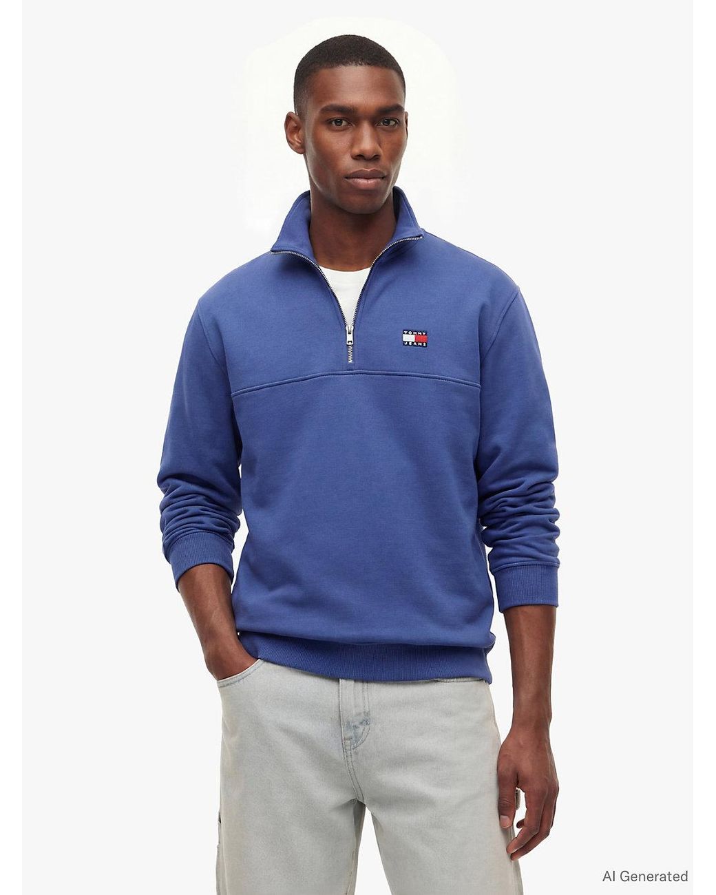 Tommy Hilfiger Blue Tommy Badge Quarter-Zip Sweatshirt for men