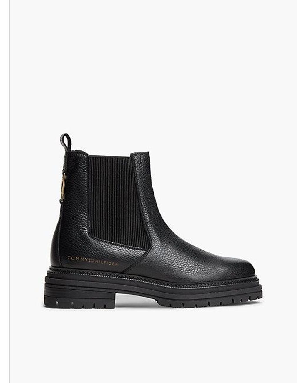 Tommy Hilfiger Black Pebble Grain Leather Chelsea Boots