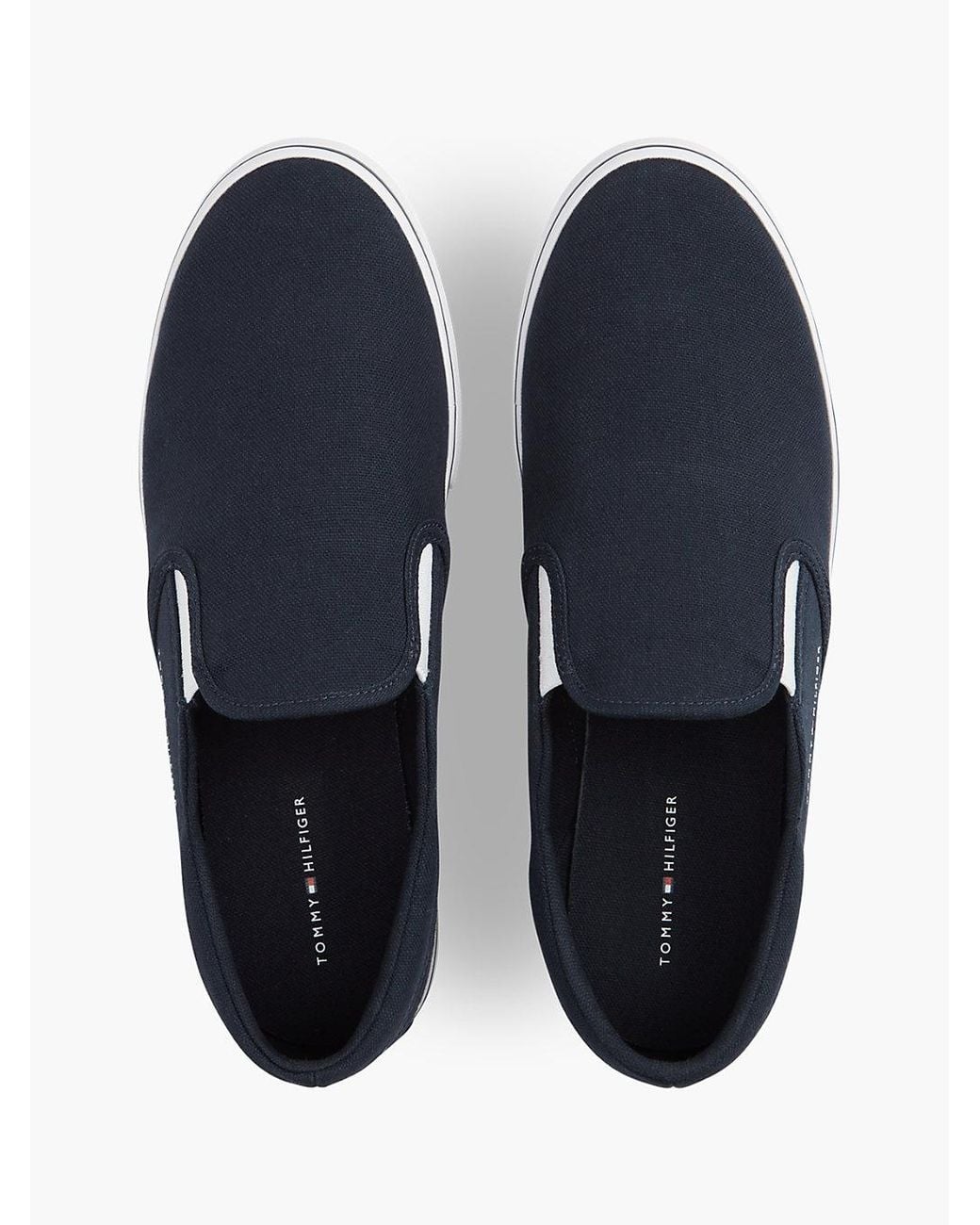 Tommy Hilfiger Blue Canvas Slip-On Trainers for men