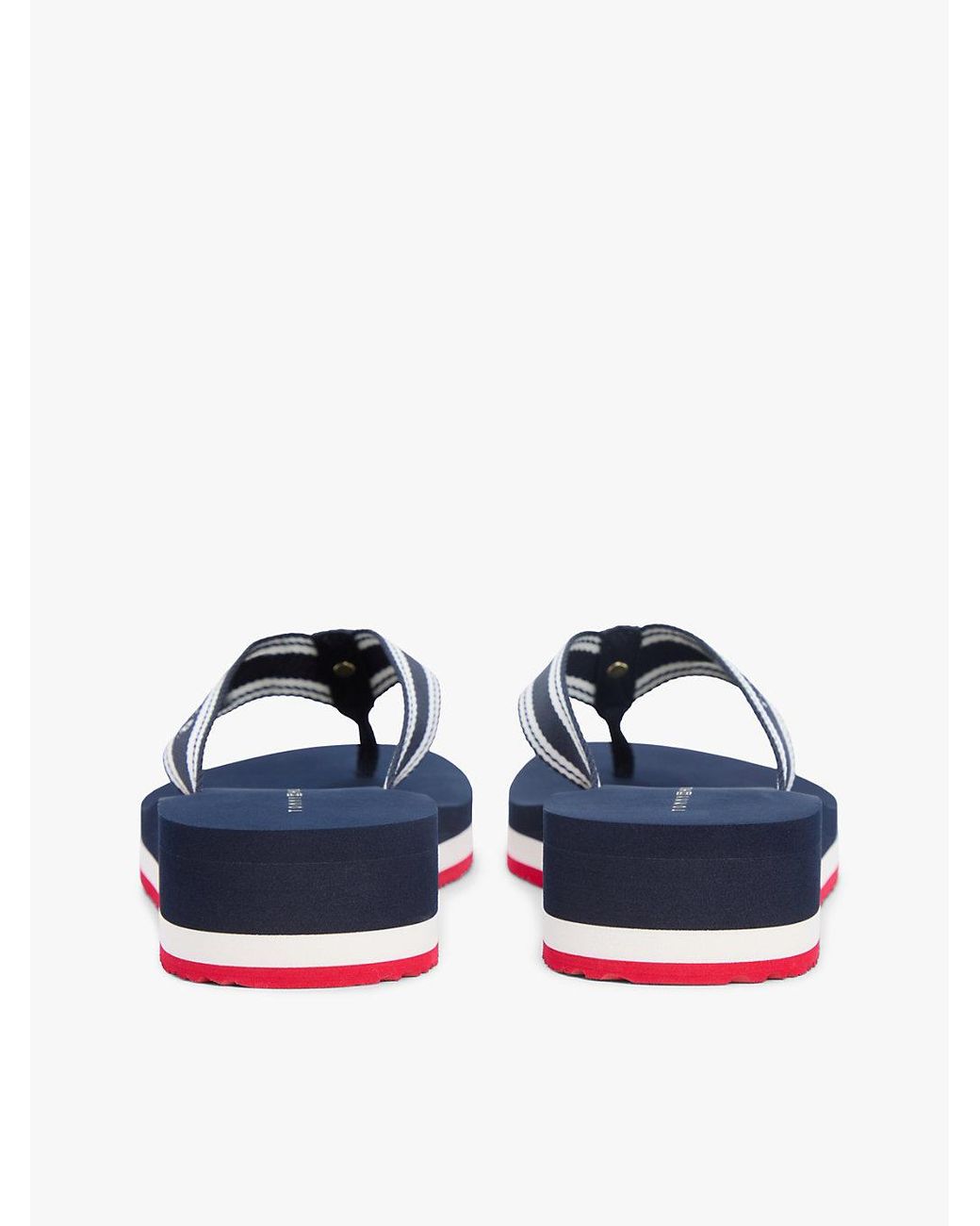 Tommy Hilfiger Blue Webbing Strap Signature Wedge Flip-Flops