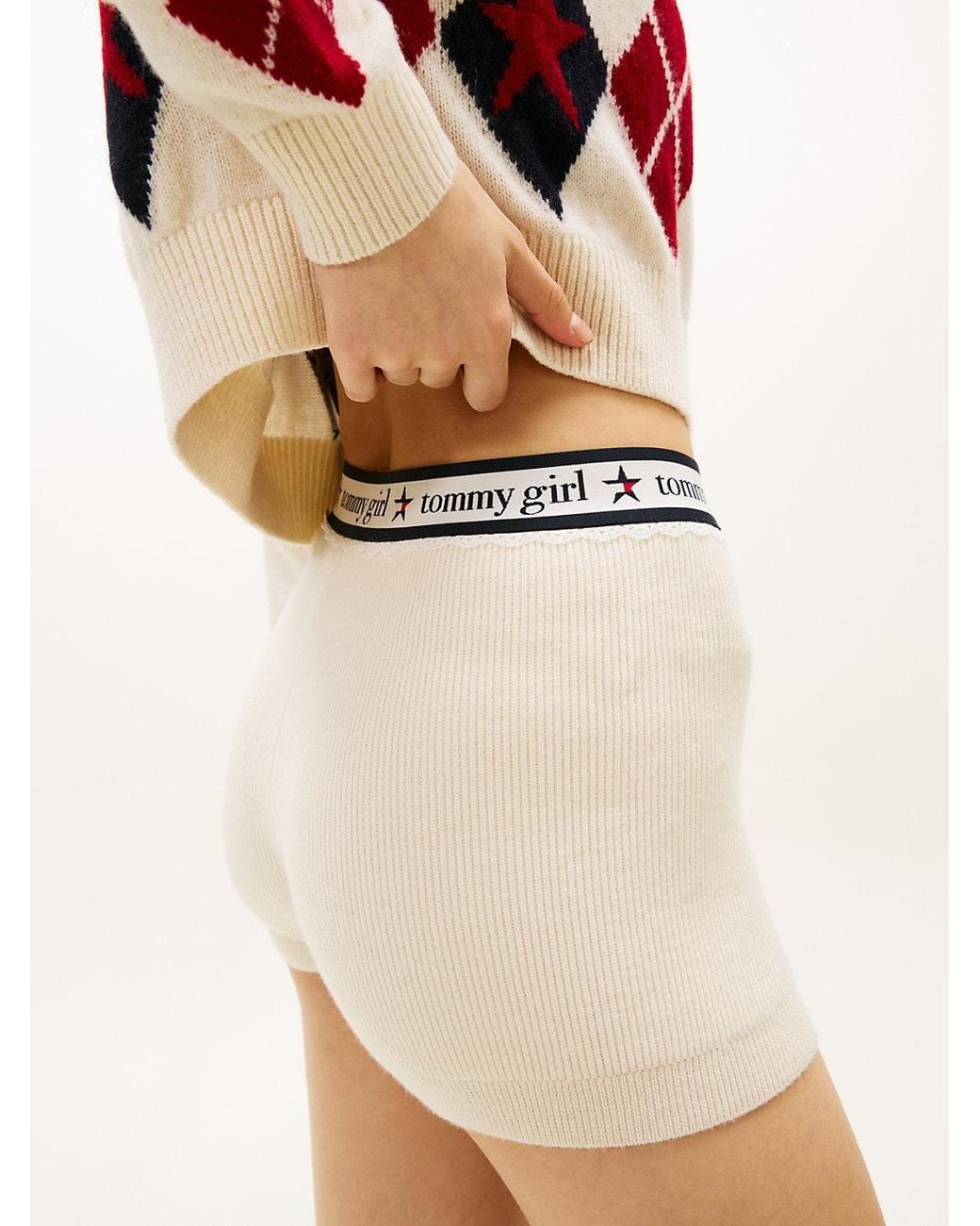 Tommy Hilfiger Blue Tommy Girl Pure Wool Logo Knit Shorts