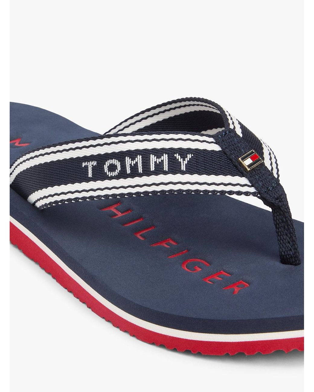 Tommy Hilfiger White Webbing Strap Signature Flip-Flops