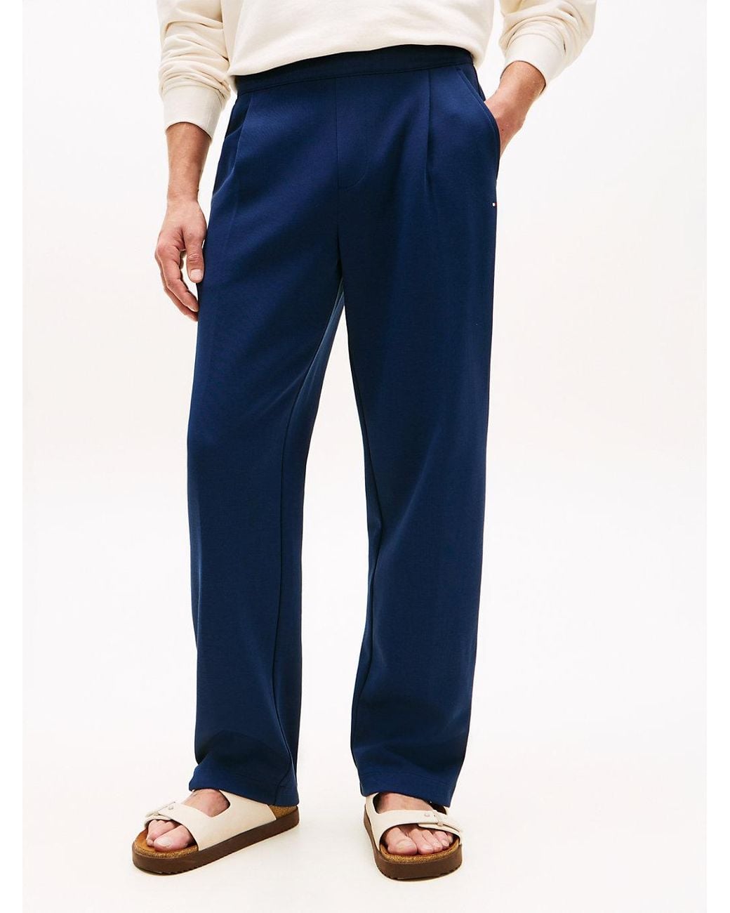 Tommy Hilfiger Blue Intechno Knit Flag Embroidery Joggers for men