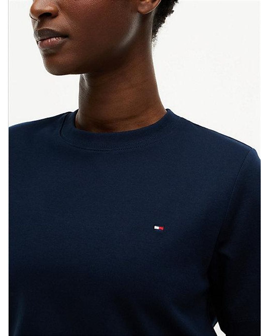 Tommy Hilfiger Blue Interlock Knit Boxy Crew Neck T-Shirt