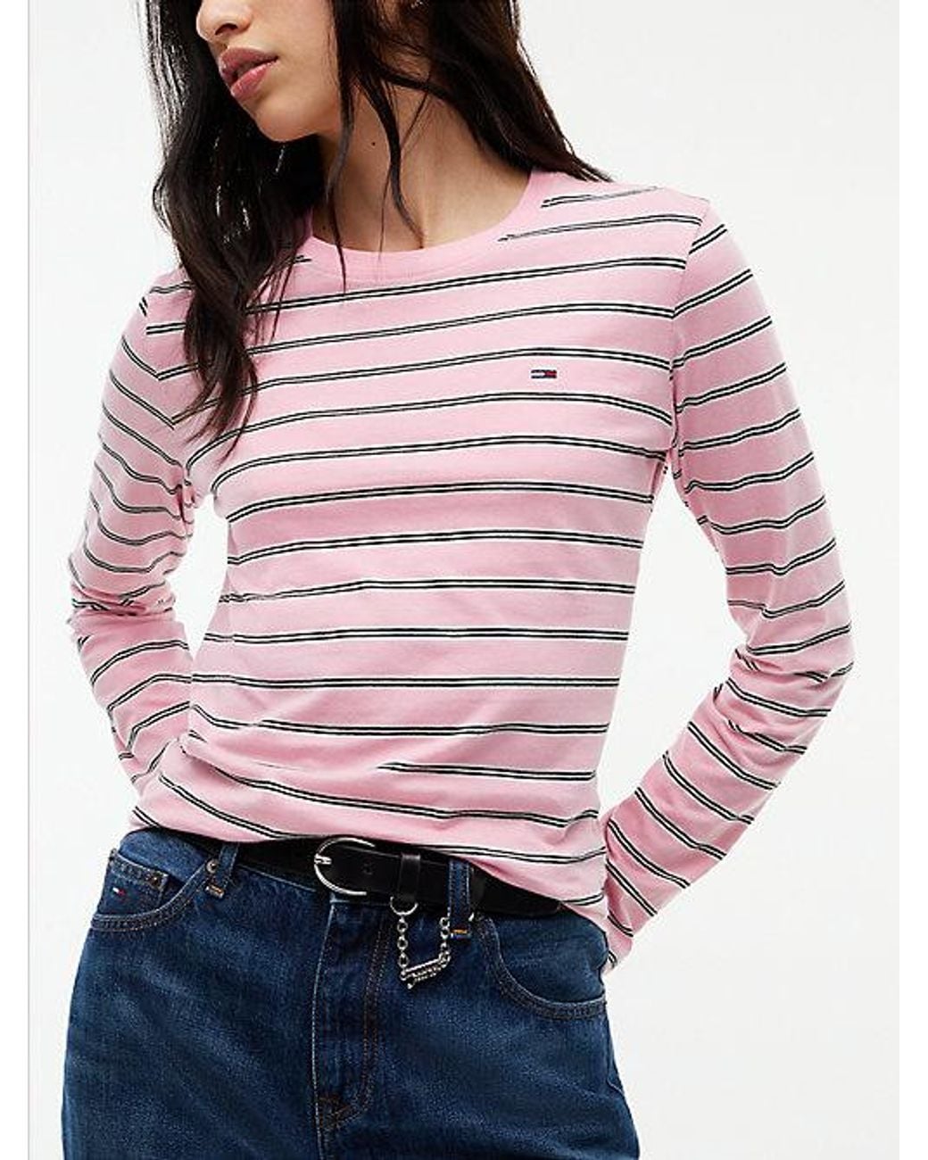 Tommy Hilfiger Red Tommy Jeans Flag Embroidery Jersey Long Sleeve T-Shirt