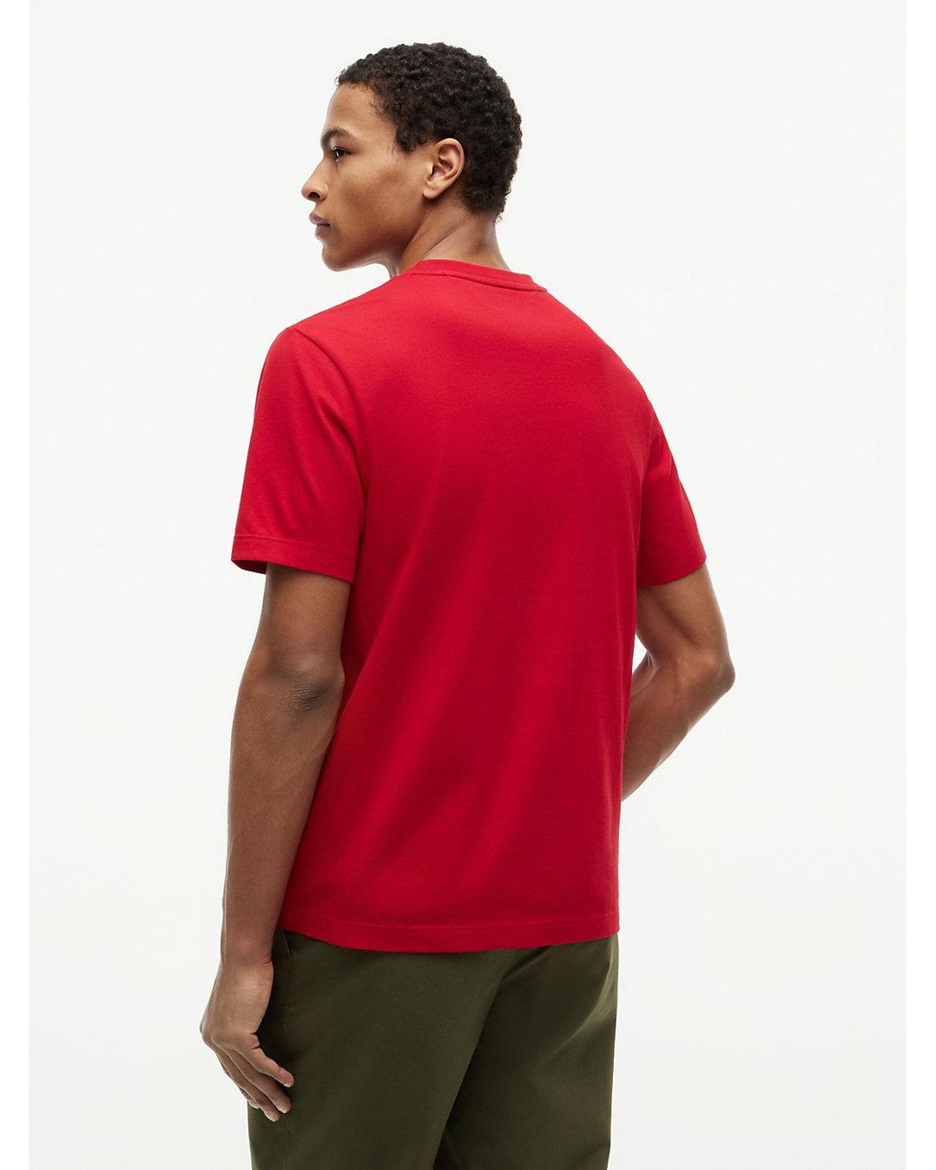 Tommy Hilfiger Red Flag Embroidery Crew Neck T-shirt for men