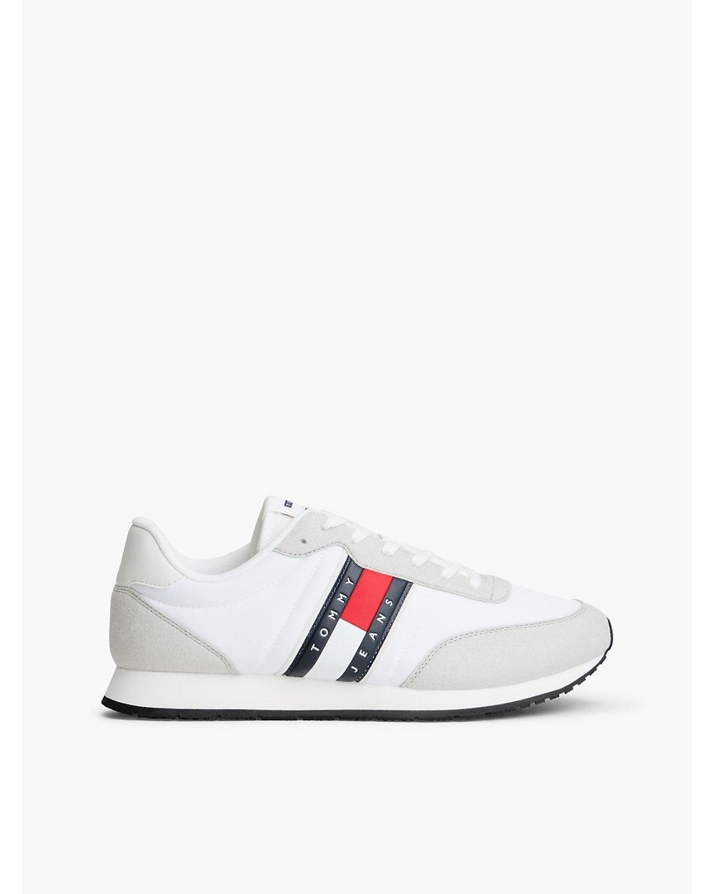 Tommy Hilfiger White Logo Mixed Texture Trainers for men