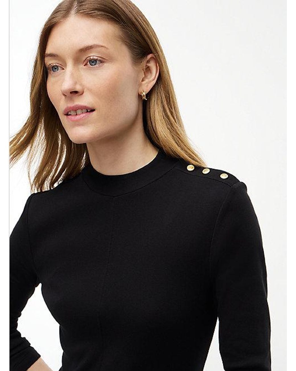 Tommy Hilfiger Black Tone Button Long Sleeve Midi Flare Dress