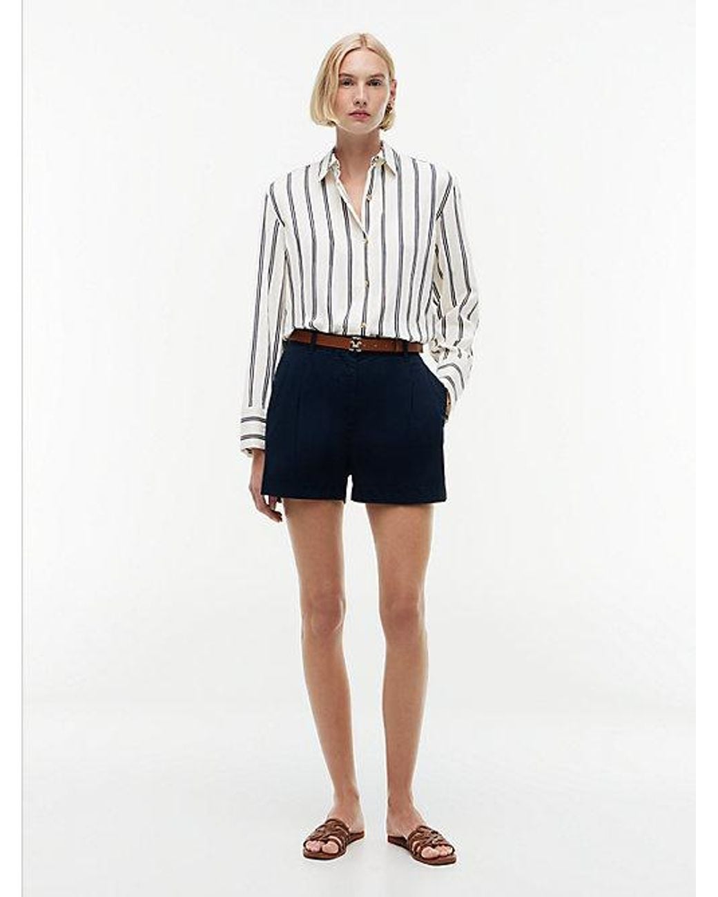 Tommy Hilfiger White Relaxed Fit-Tone Button Stripe Shirt