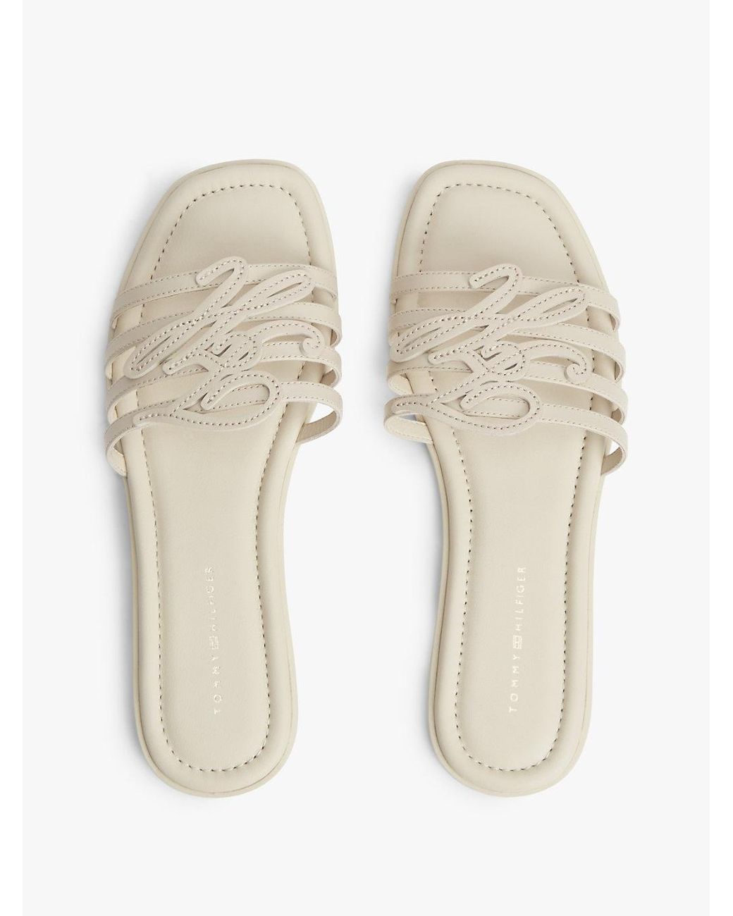 Tommy Hilfiger Natural Logo Strap Leather Mules