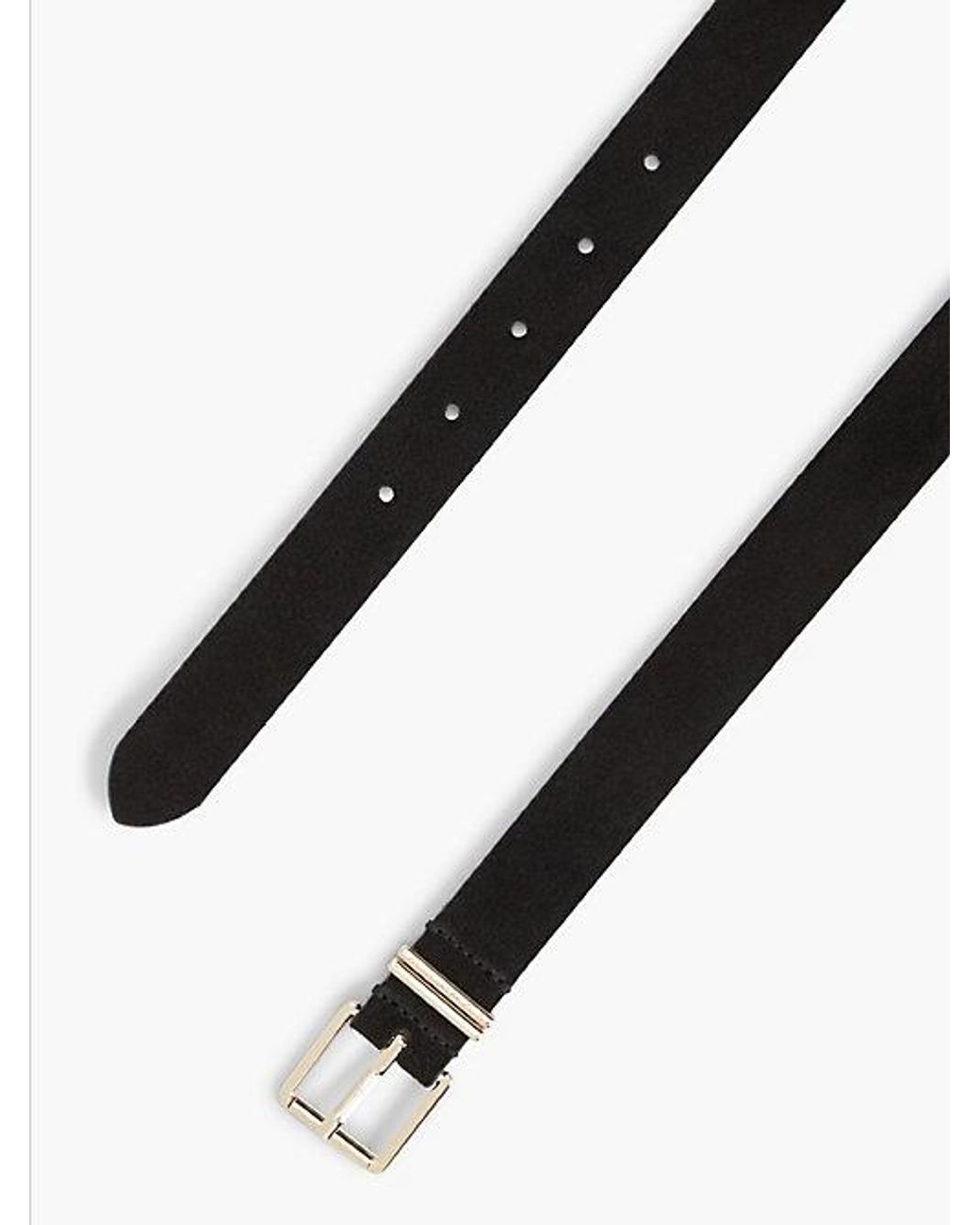 Tommy Hilfiger Black Suede Square Roller Buckle Belt