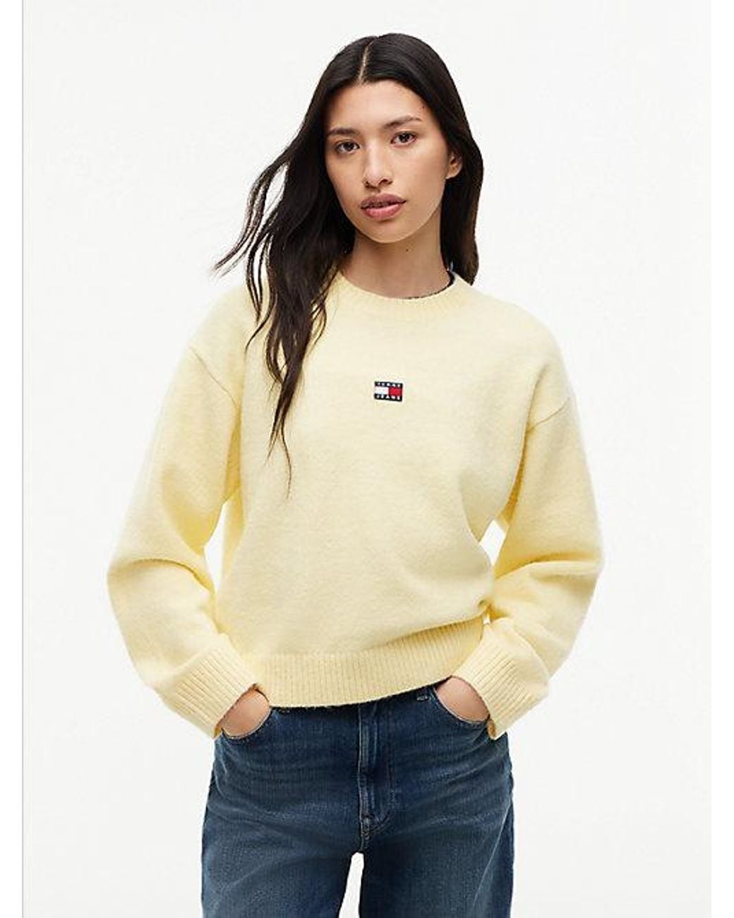 Tommy Hilfiger Natural Tommy Jeans Tommy Badge Fluffy Jumper With Alpaca
