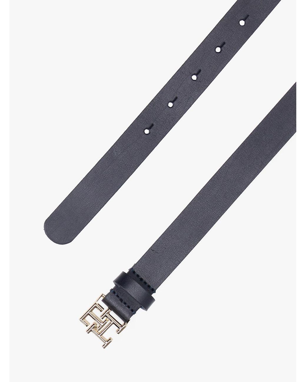 Tommy Hilfiger Blue Th Emblem Plaque Leather Belt