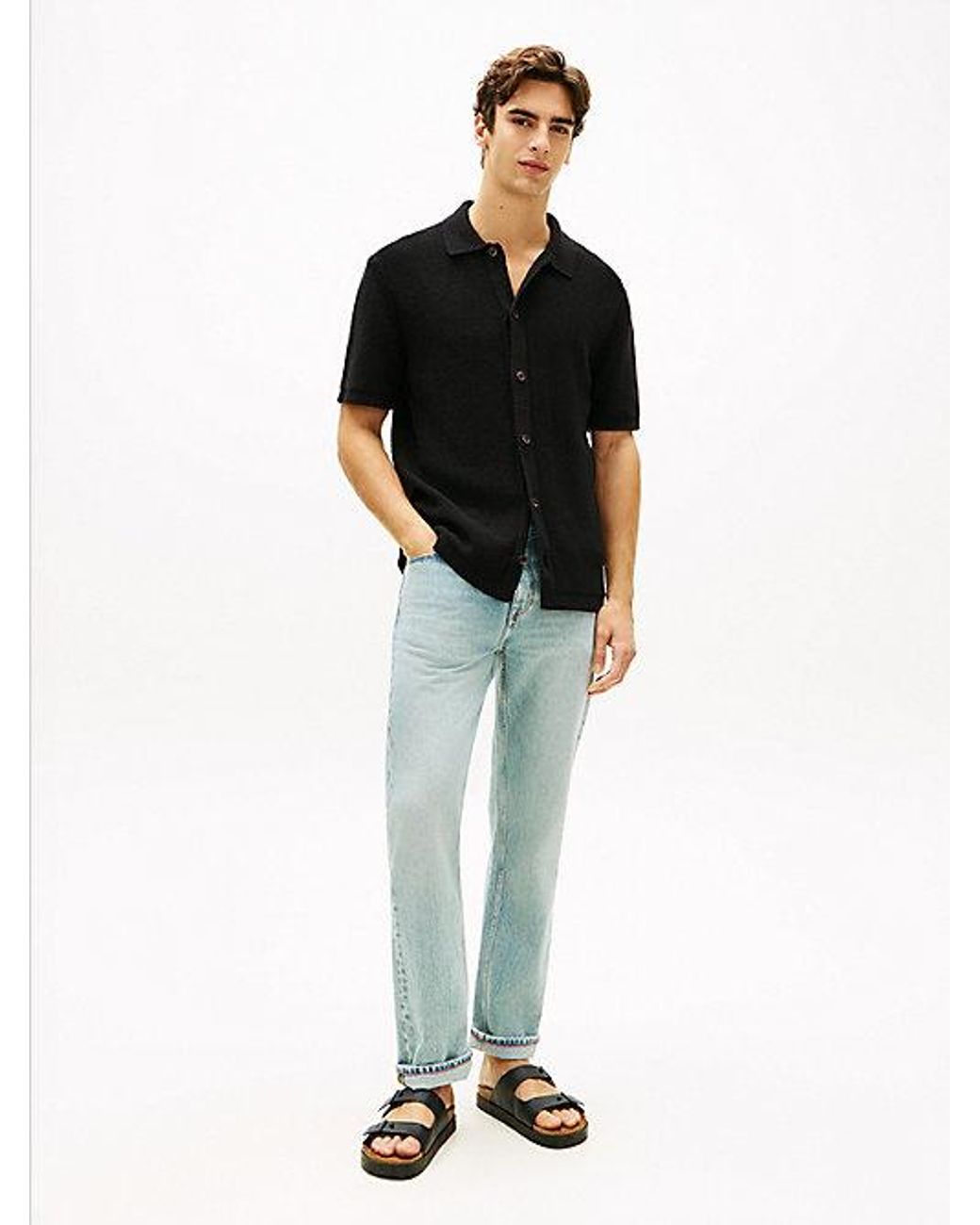 Tommy Hilfiger Black Relaxed Fit Knit Short Sleeve Shirt for men