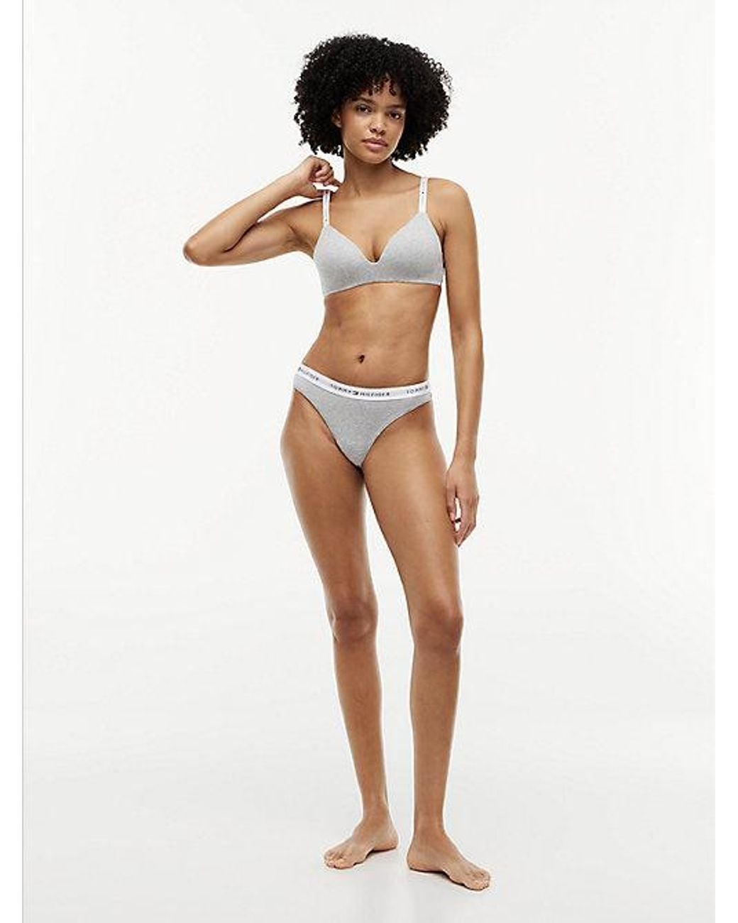 Tommy Hilfiger Gray Repeat Logo Lightly Lined Triangle Bra