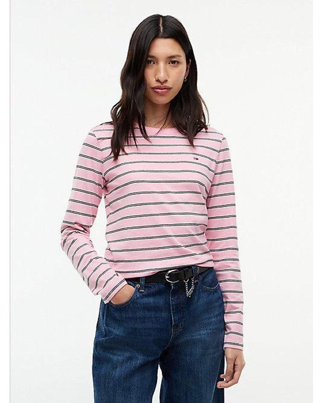 Tommy Hilfiger Red Tommy Jeans Flag Embroidery Jersey Long Sleeve T-Shirt