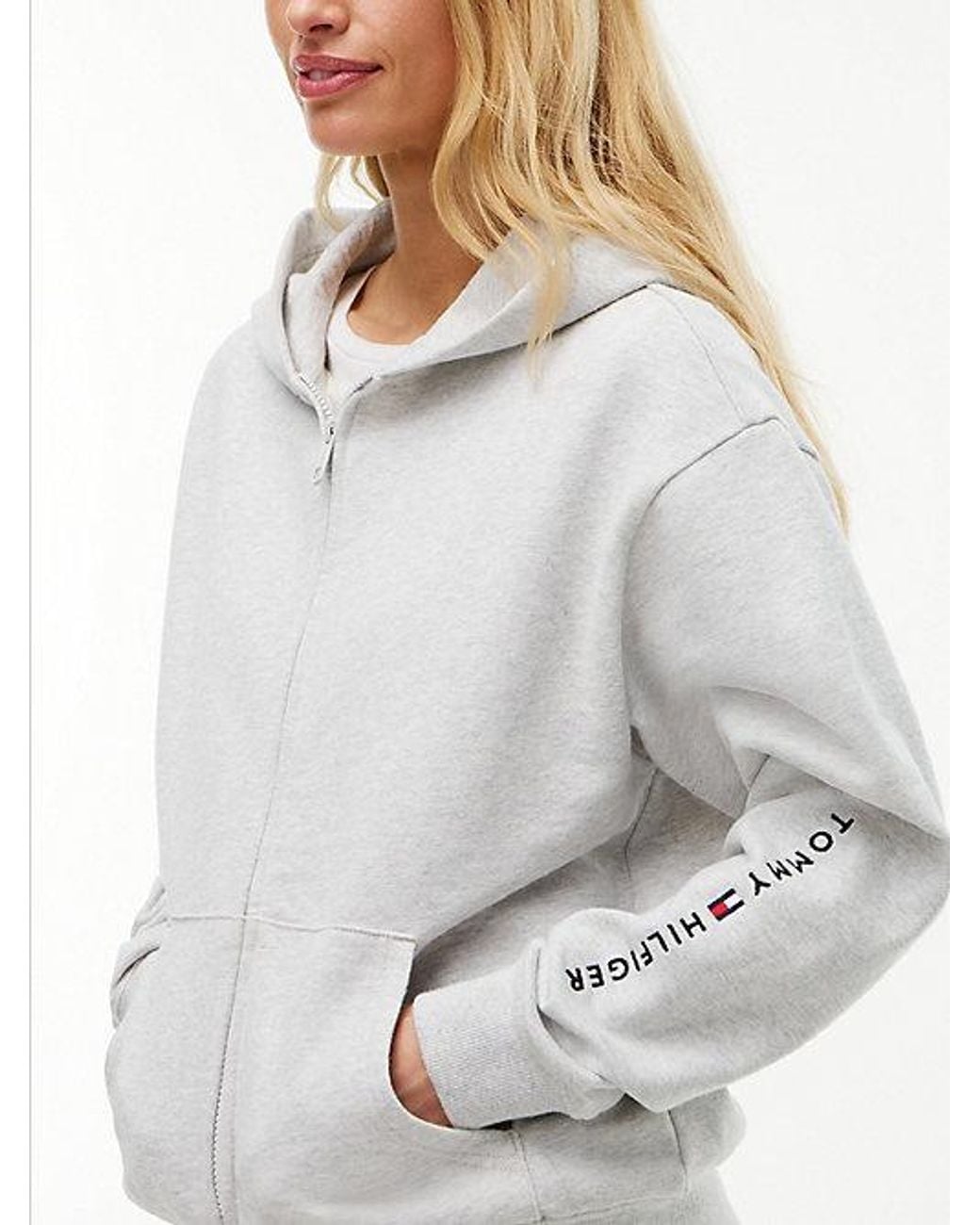 Tommy Hilfiger Gray Essential Terry Relaxed Zip Thru Lounge Hoody