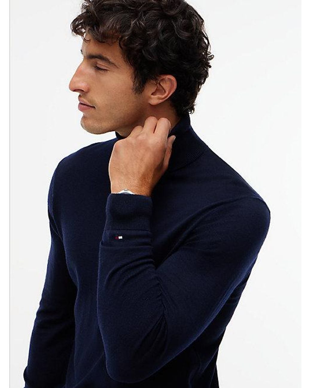 Tommy Hilfiger Blue New York Label Wool Roll Neck Jumper for men