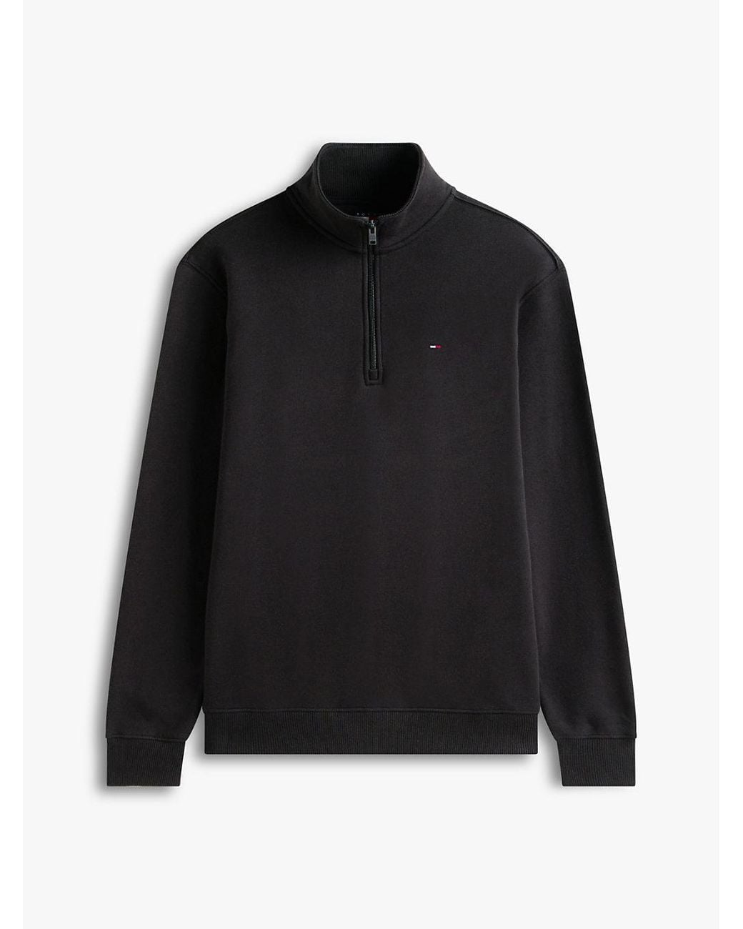Tommy Hilfiger Black Tommy Flag Quarter-Zip Sweatshirt for men