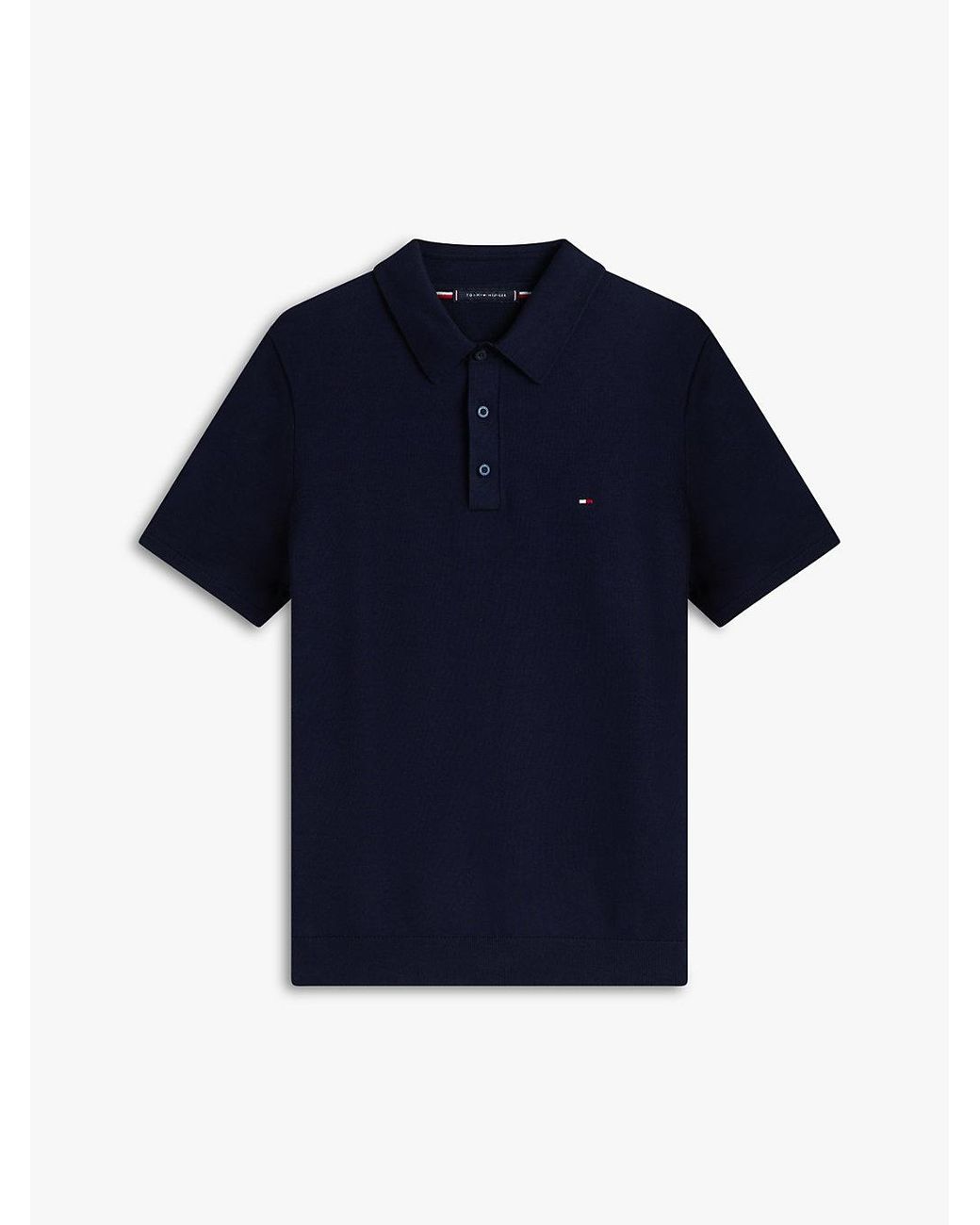 Tommy Hilfiger Blue Regular Fit Fine Knit Polo Shirt for men