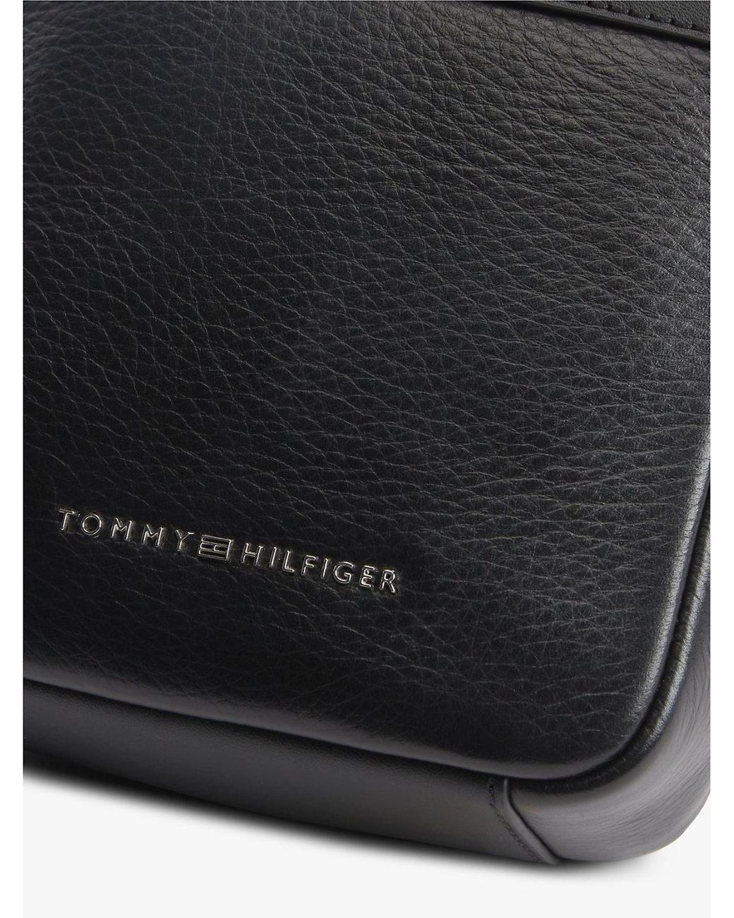 Tommy Hilfiger Black Th Business Leather Crossbody Reporter Bag for men