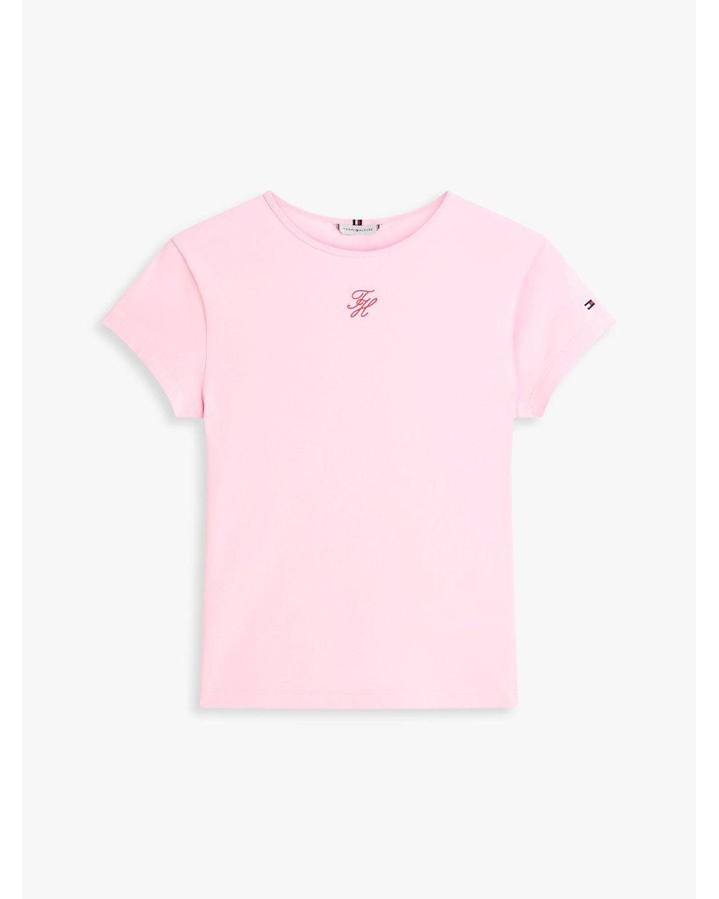 Tommy Hilfiger Pink Textured Logo Slim Jersey T-Shirt