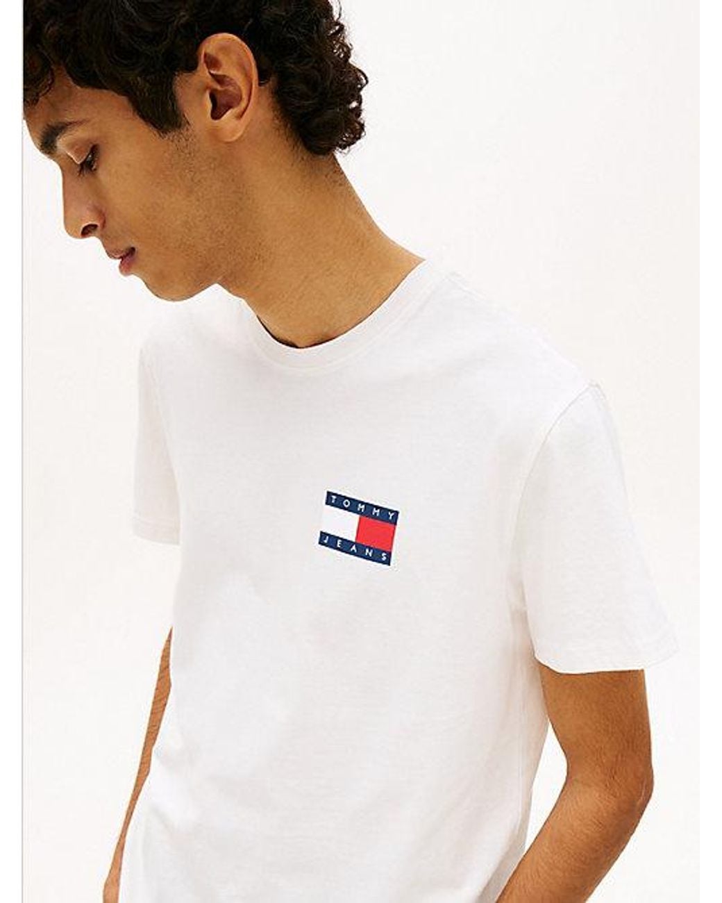 Tommy Hilfiger White Logo Slim Jersey Crew Neck T-Shirt for men