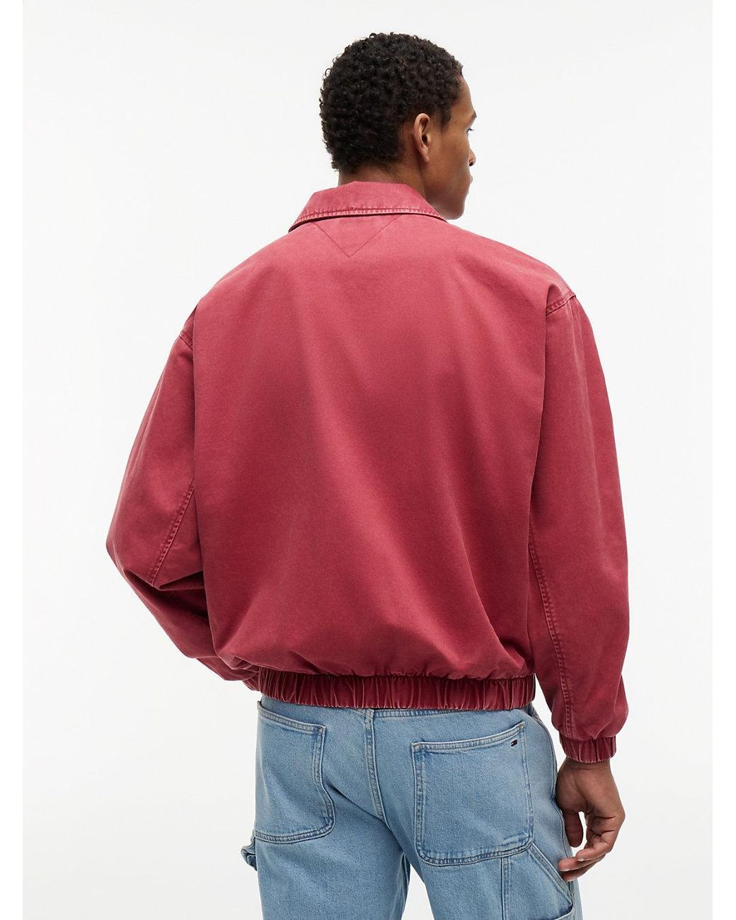 Tommy Hilfiger Red Washed Relaxed Harrington Jacket for men
