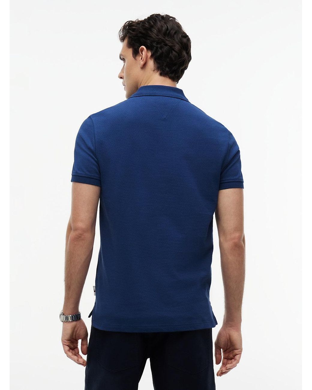 Tommy Hilfiger Blue Regular Fit Air Dot Zip Polo Shirt for men