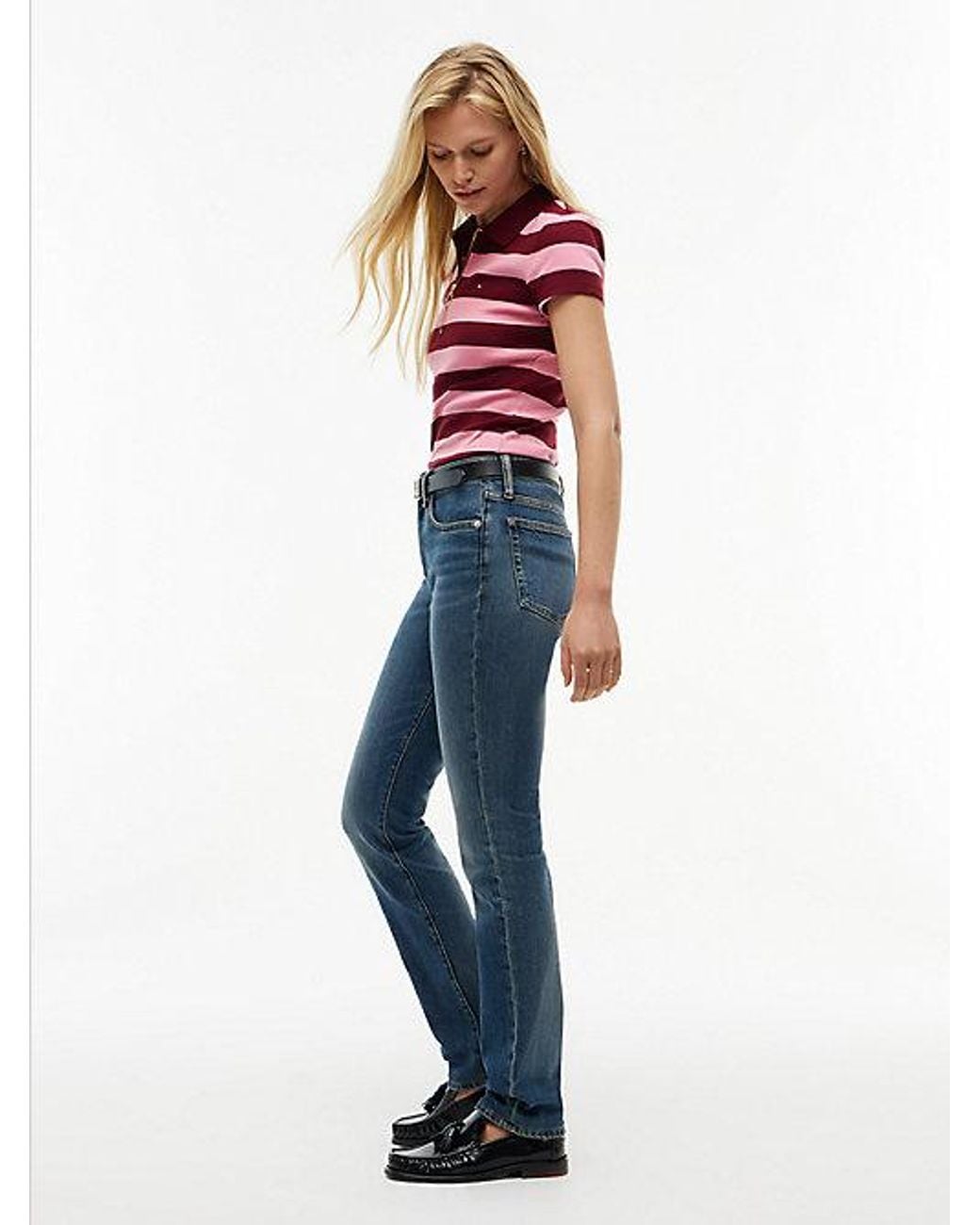 Tommy Hilfiger Blue Harlow Mid Rise Skinny Whiskered Jeans