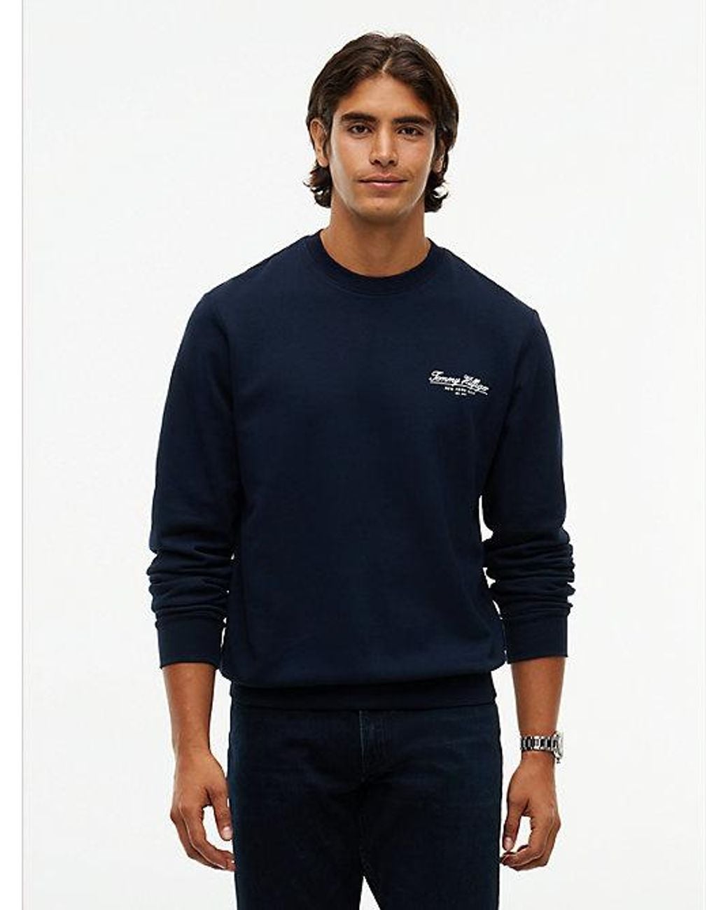 Tommy Hilfiger Blue Logo Terry Sweatshirt for men