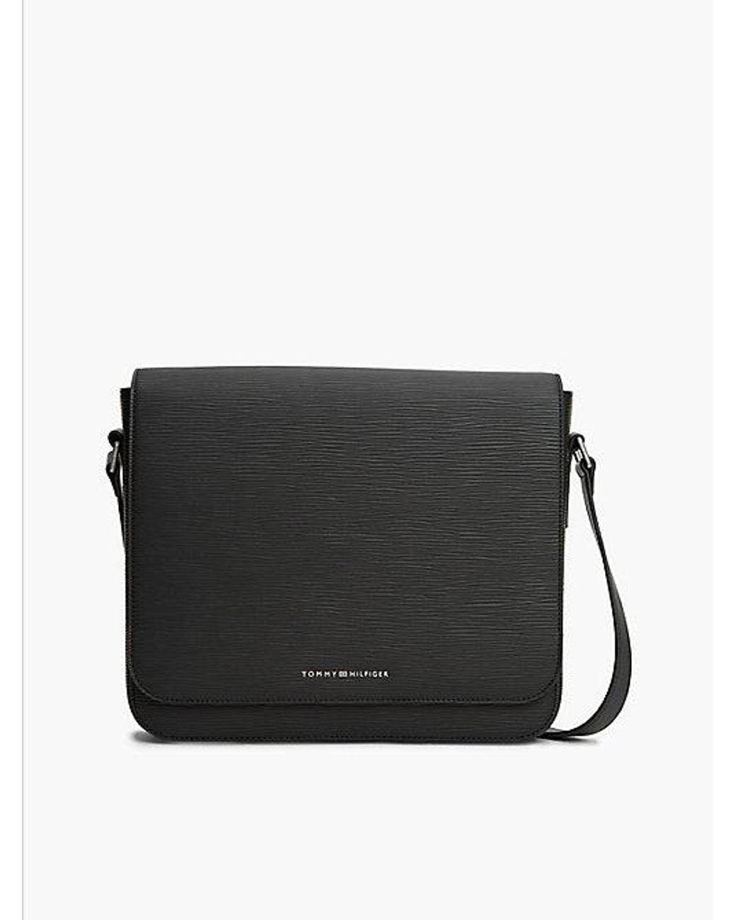 Tommy Hilfiger Black Th Business Textured Crossbody Messenger Bag for men