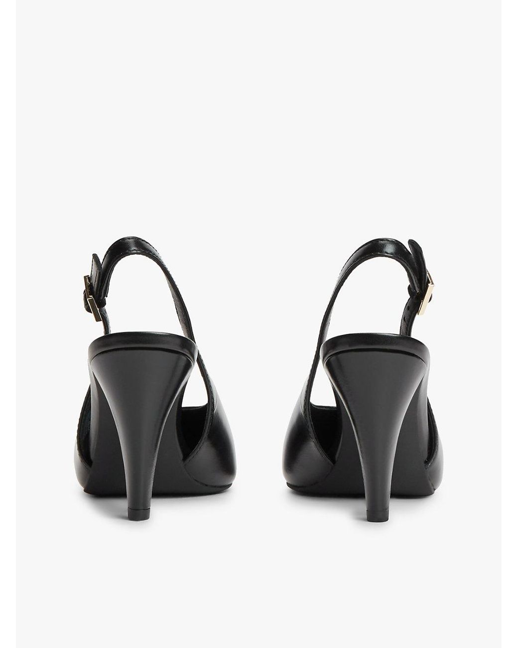 Tommy Hilfiger White Th Monogram Leather Slingback High Heels