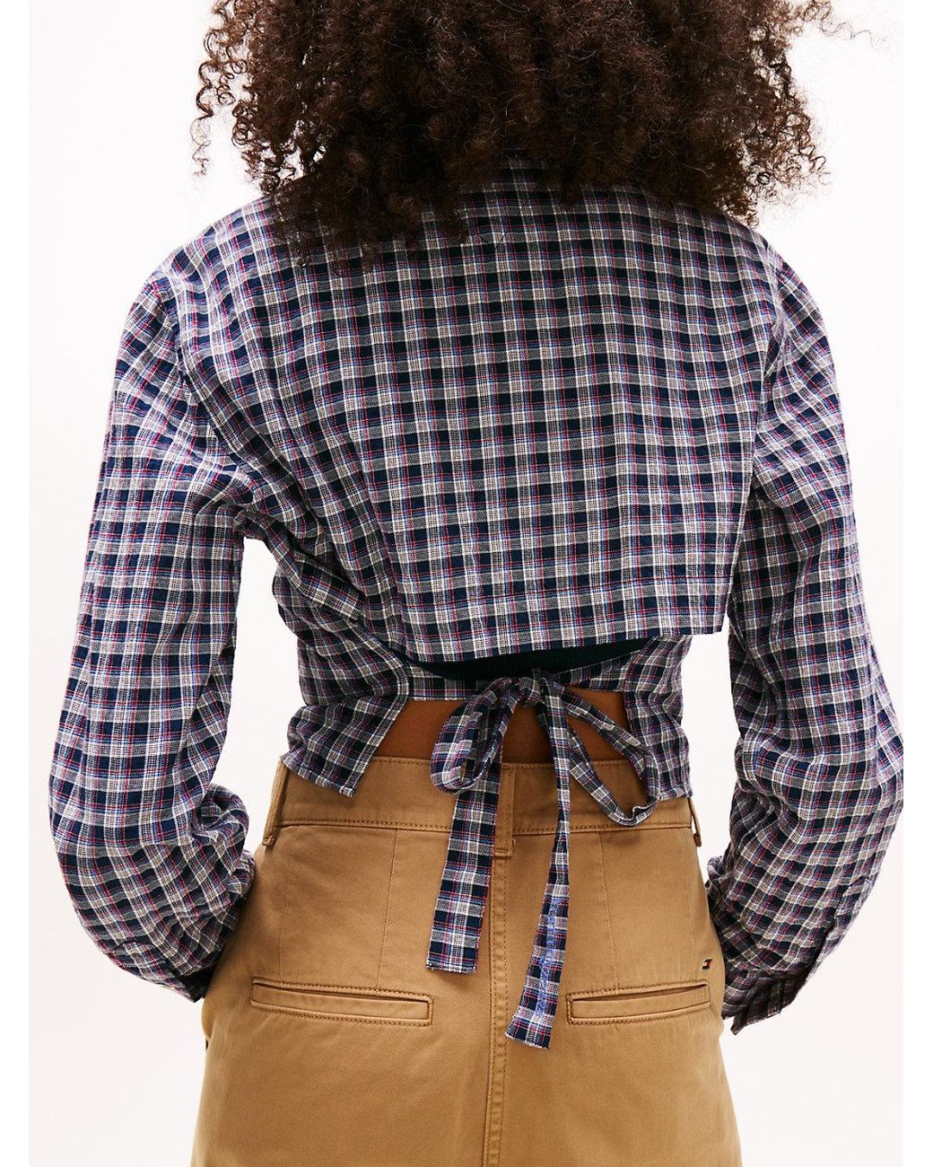 Tommy Hilfiger Blue Regular Fit Tie Back Check Seersucker Shirt