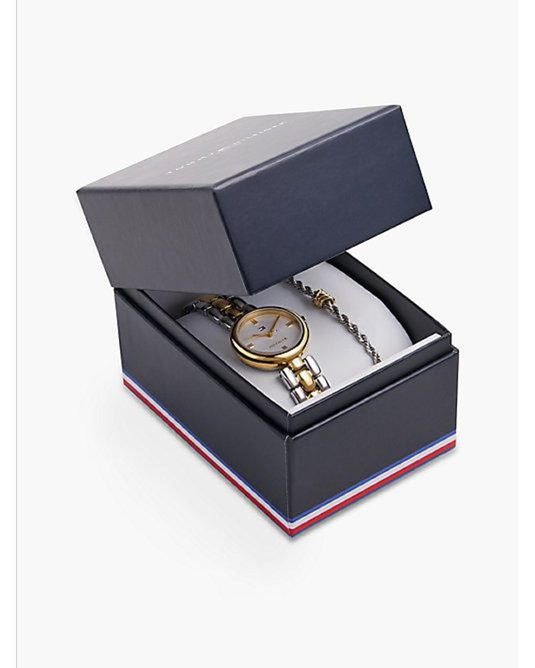 Tommy Hilfiger Blue Two Tone Stainless Steel Watch And Bracelet Gift Set
