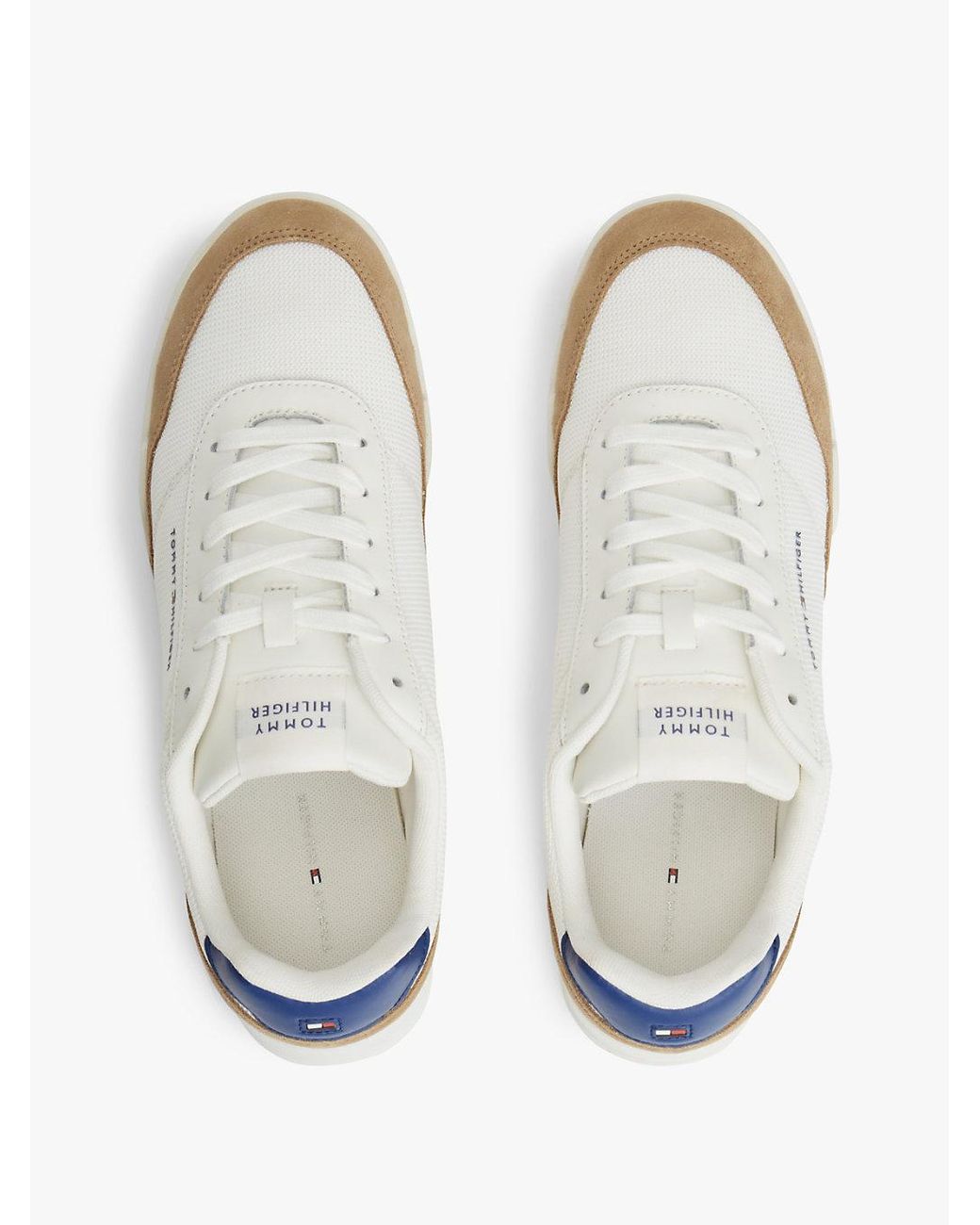Tommy Hilfiger White Mixed Texture Low Profile Cupsole Trainers for men