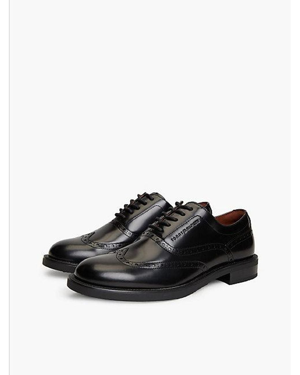 Tommy Hilfiger Black Leather Lace Up Brogue Shoes for men