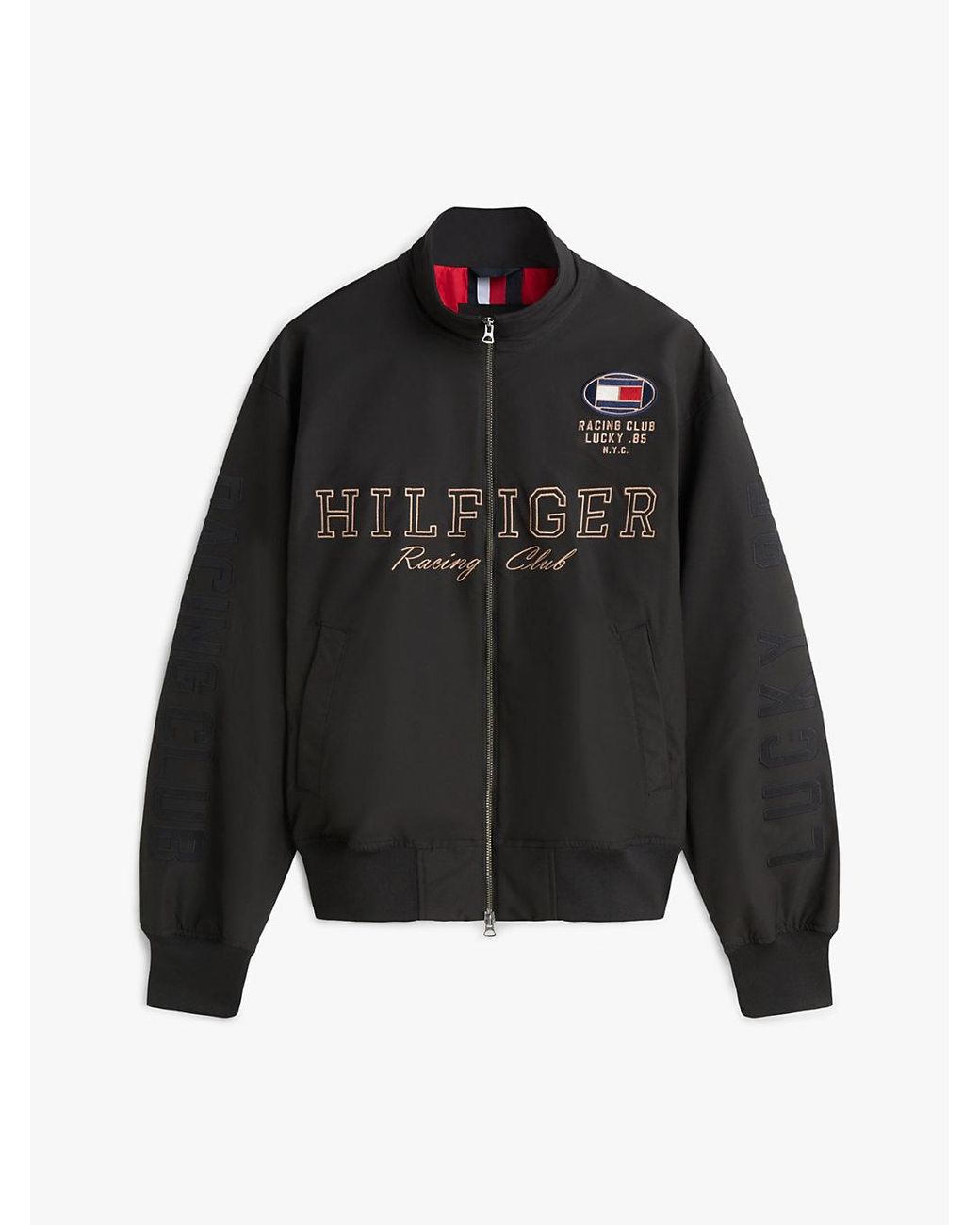 Tommy Hilfiger Black Logo Embroidery Racing Jacket for men