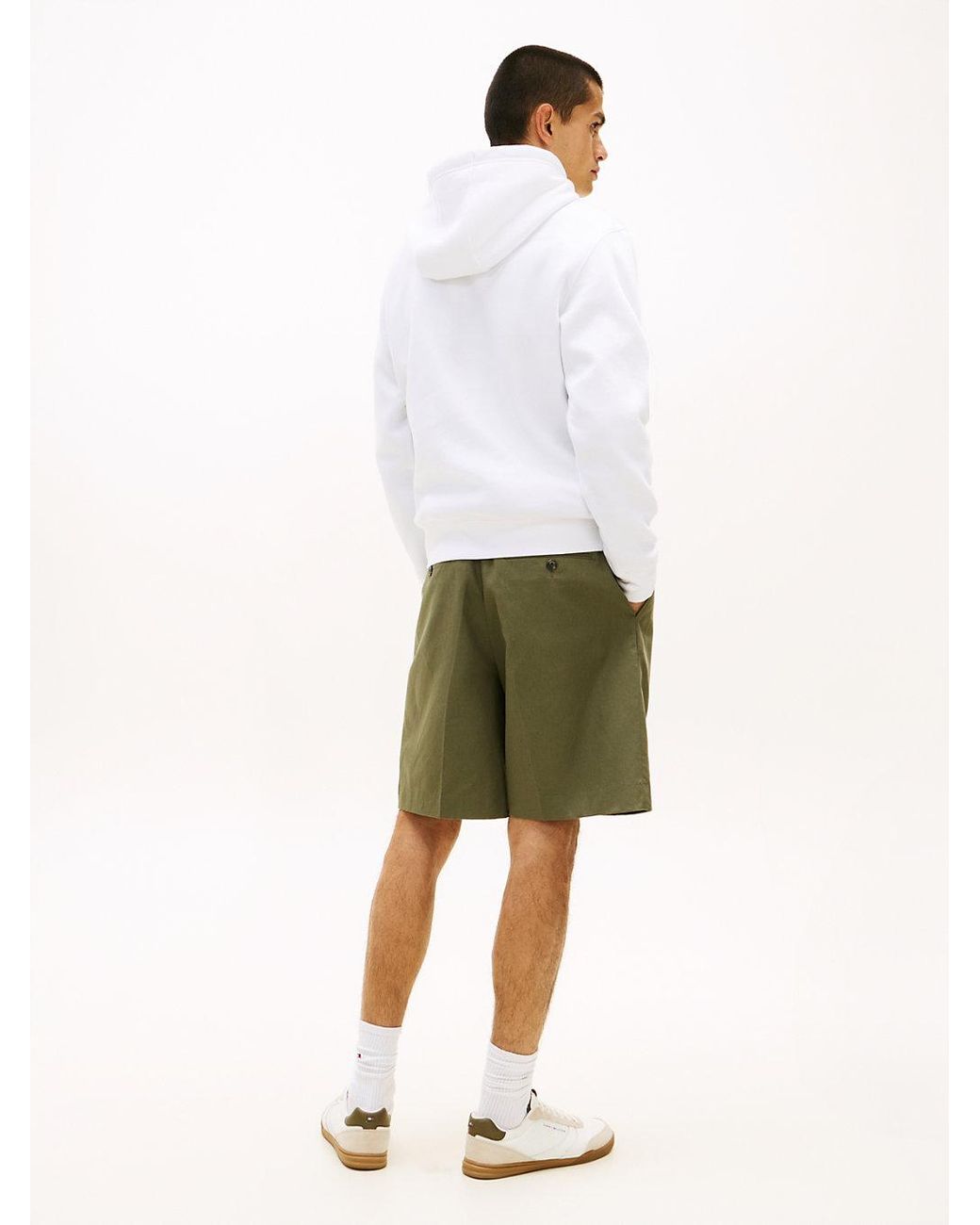 Tommy Hilfiger White Logo Terry Drawstring Hoody for men