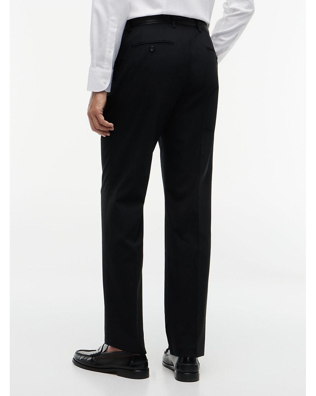 Tommy Hilfiger Black Tech Pressed Crease Wool Blend Trousers for men