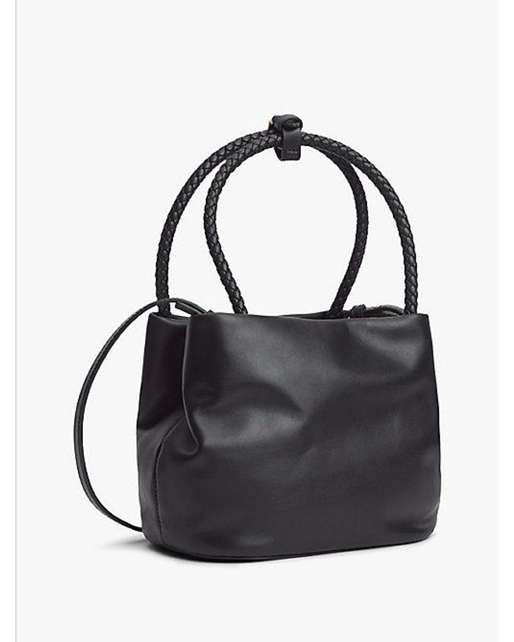 Tommy Hilfiger Black Convertible Leather Crossbody Bucket Bag