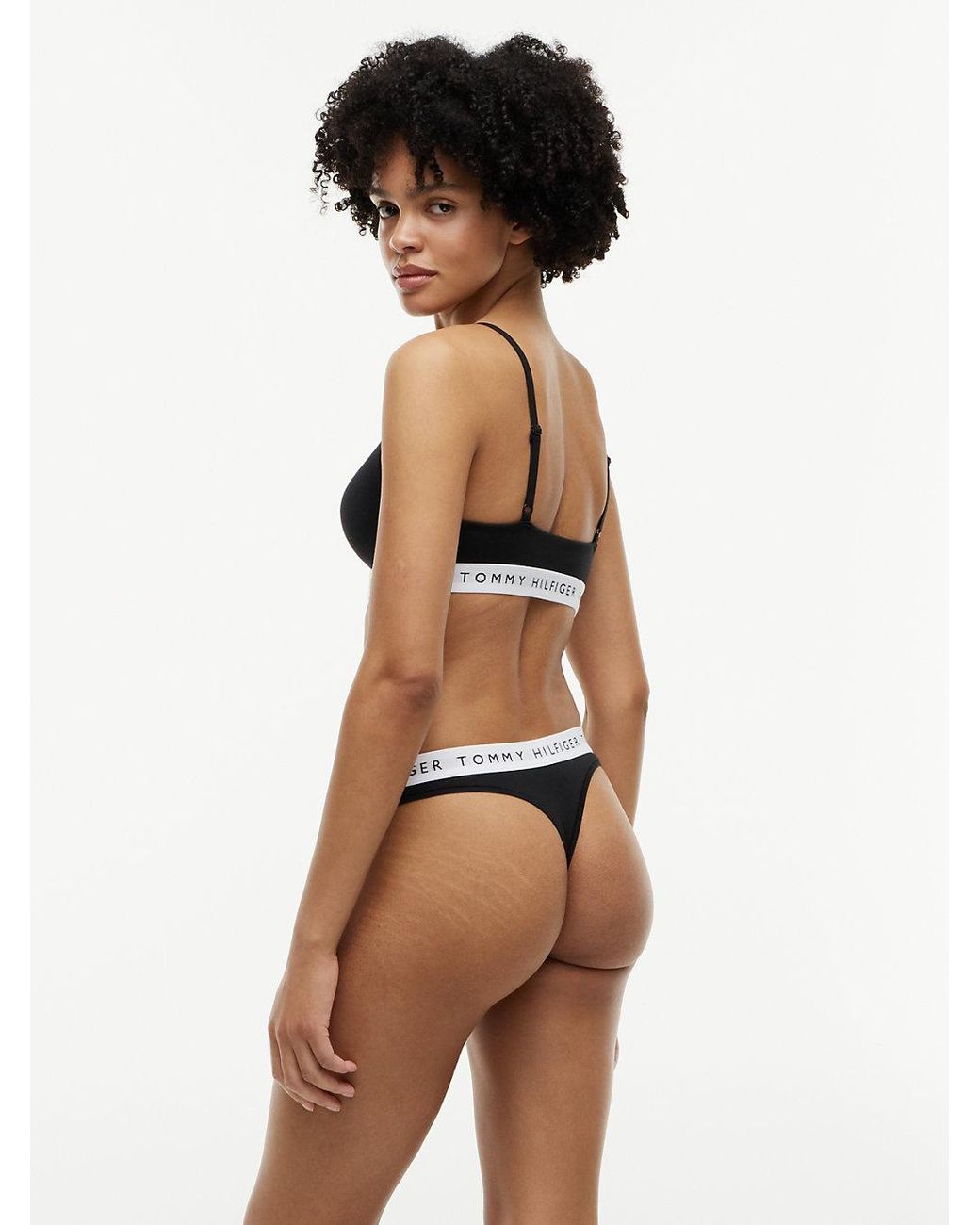Tommy Hilfiger Black Heritage Tonal Logo Thong
