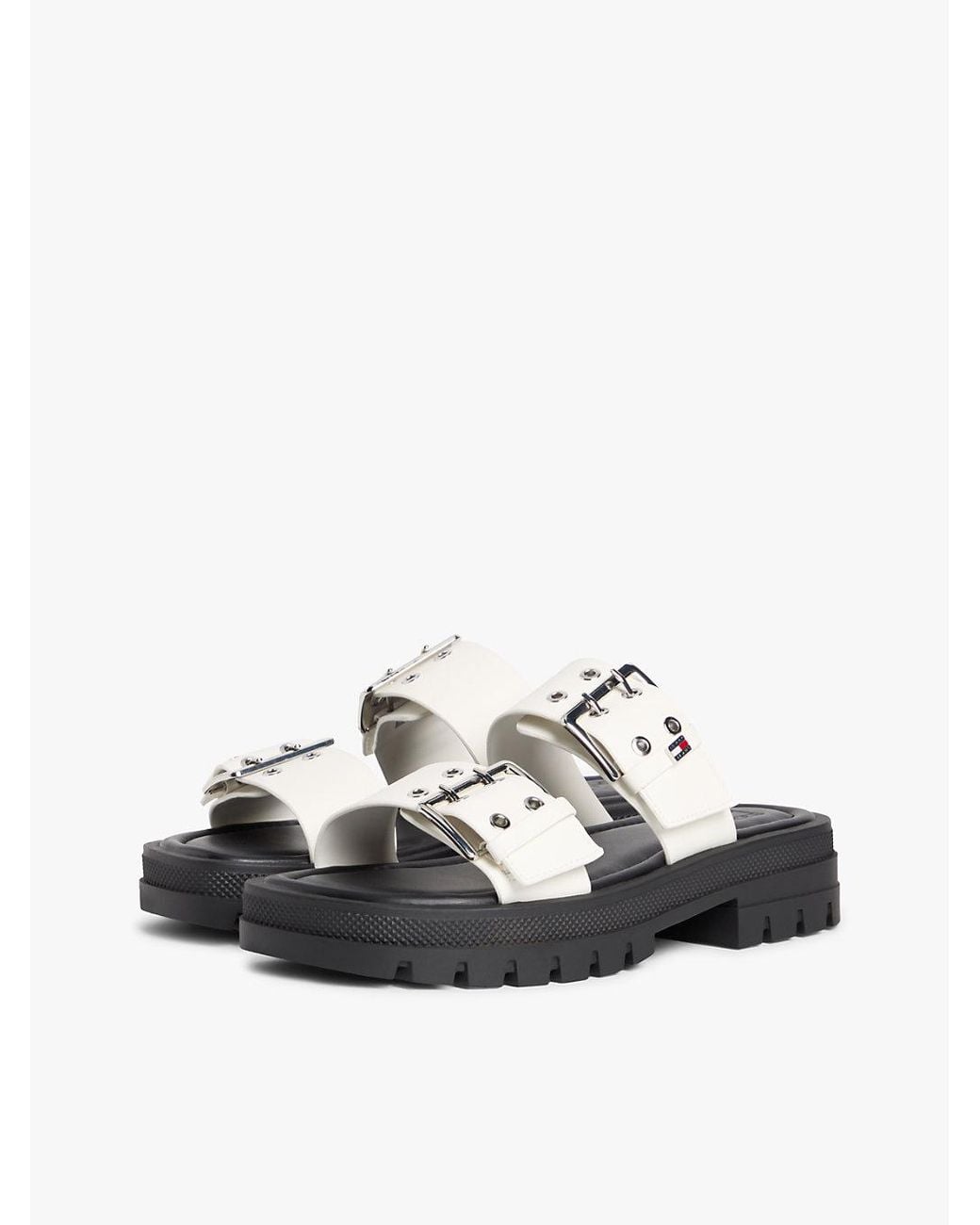Tommy Hilfiger White Chunky Cleat Double Buckle Sandals