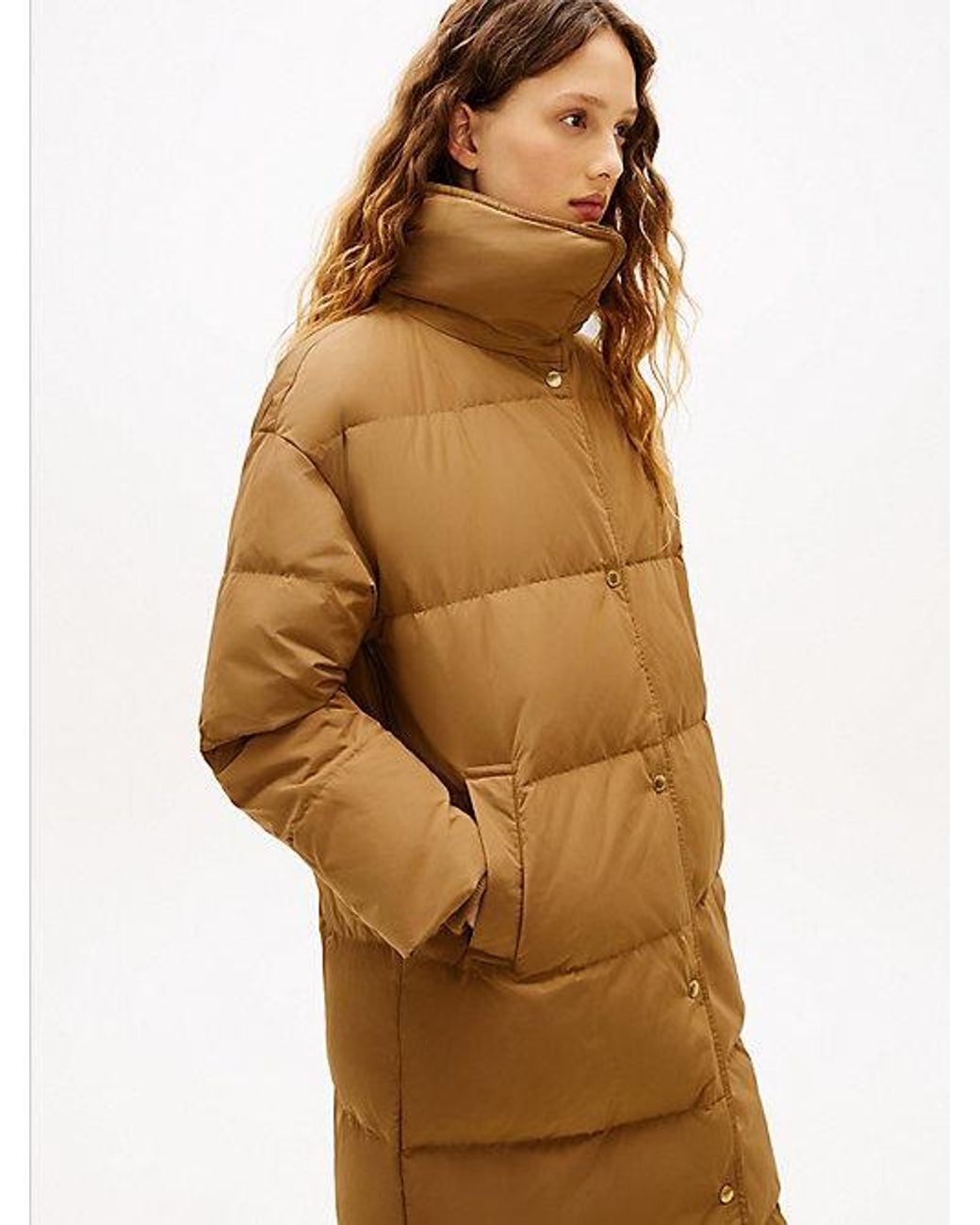 Tommy Hilfiger Brown Crest Embroidery Down Puffer Coat