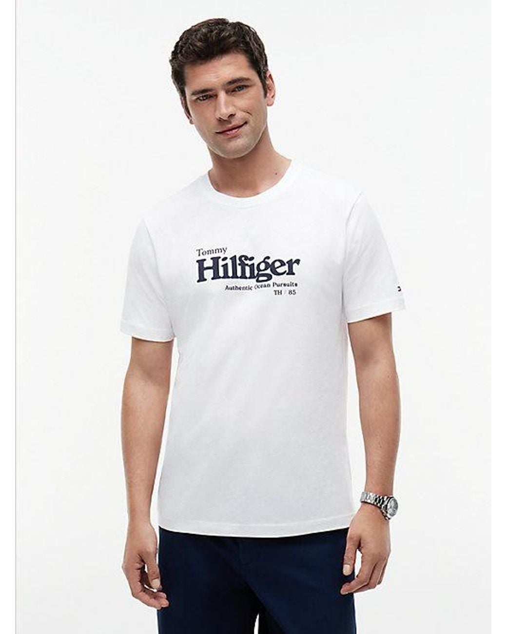 Tommy Hilfiger White Logo Graphic Jersey T-Shirt for men
