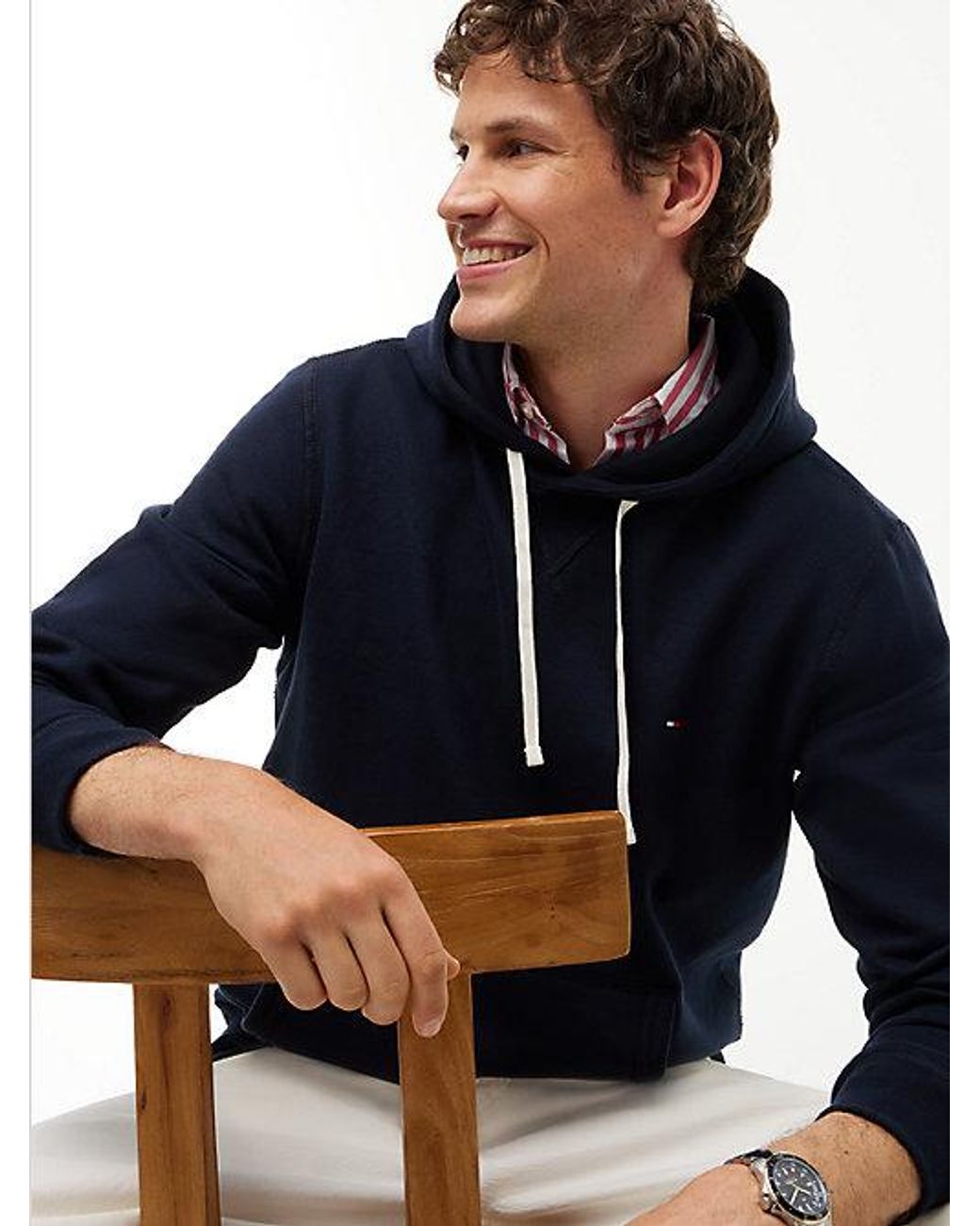 Tommy Hilfiger Blue Solid Everday Fleece Hoodies for men